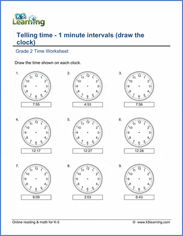 Grade 2 Telling Time Worksheets Free Printable K5 Learning