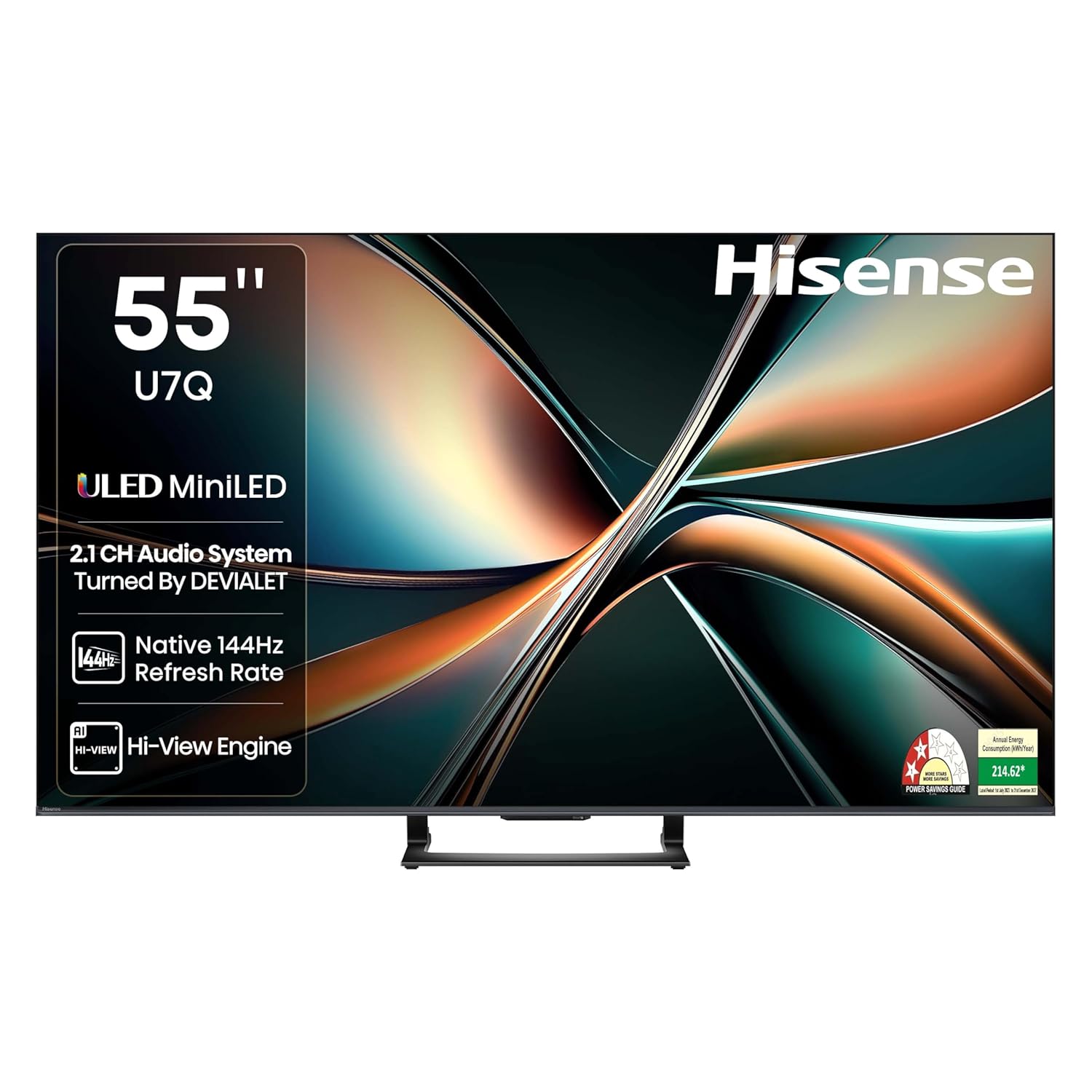 Hisense 139 cm (55 inches) U7Q Series 4K Ultra HD Smart QLED Mini LED TV 55U7Q (Black) Hisense 139 cm (55 inches) U7Q Series 4K Ultra HD Smart QLED Mini LED TV 55U7Q (Black)