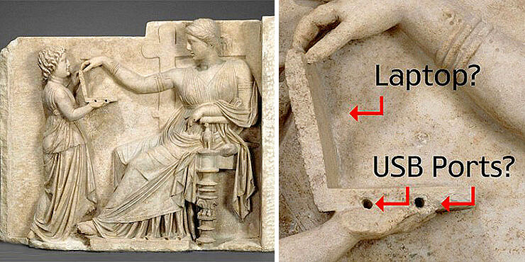 Taking advantage of technology if you are handicapped can be a difficult task. Ancient Greek Sculpture Shows Woman Using 'Laptop'