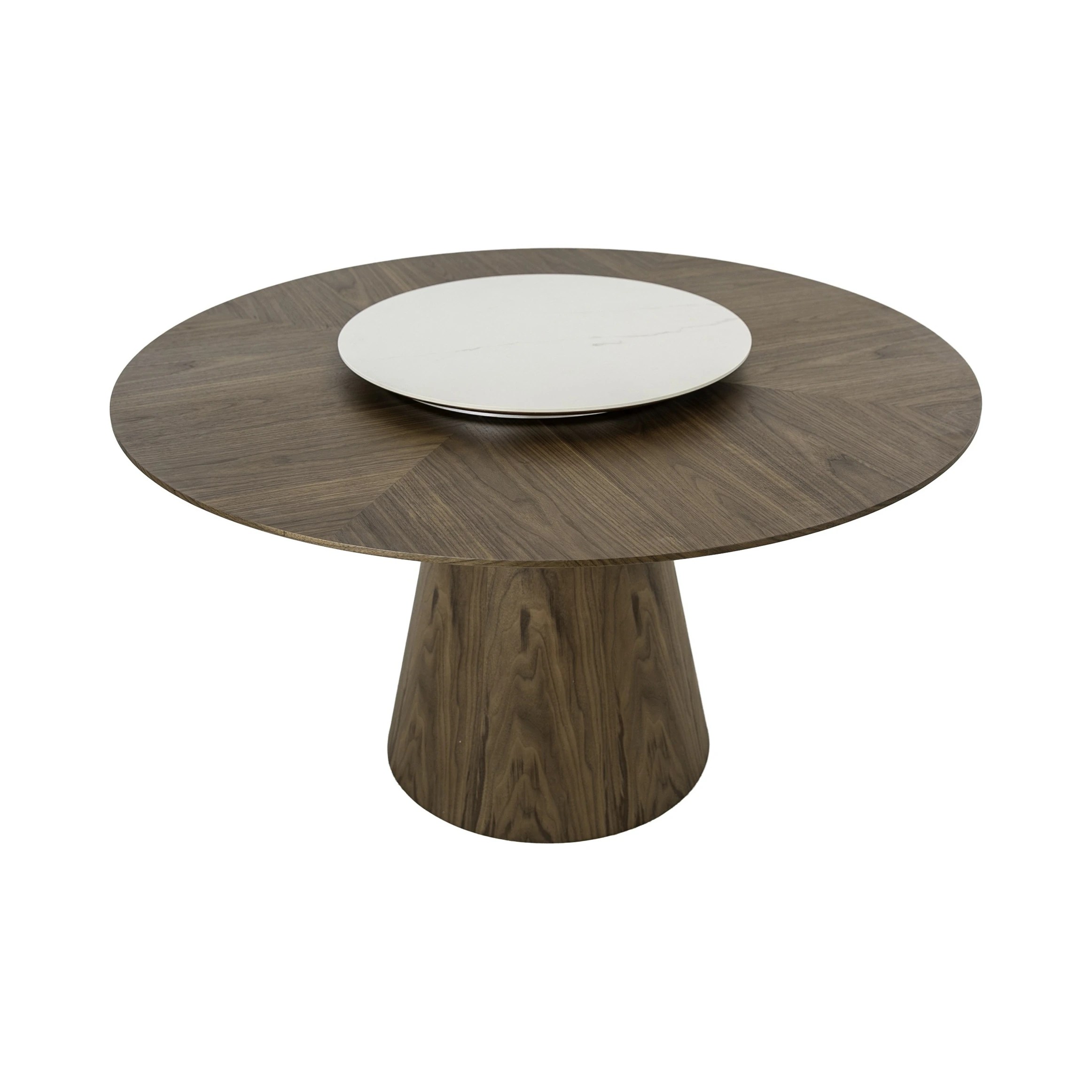 Table à manger ronde rotative noyer