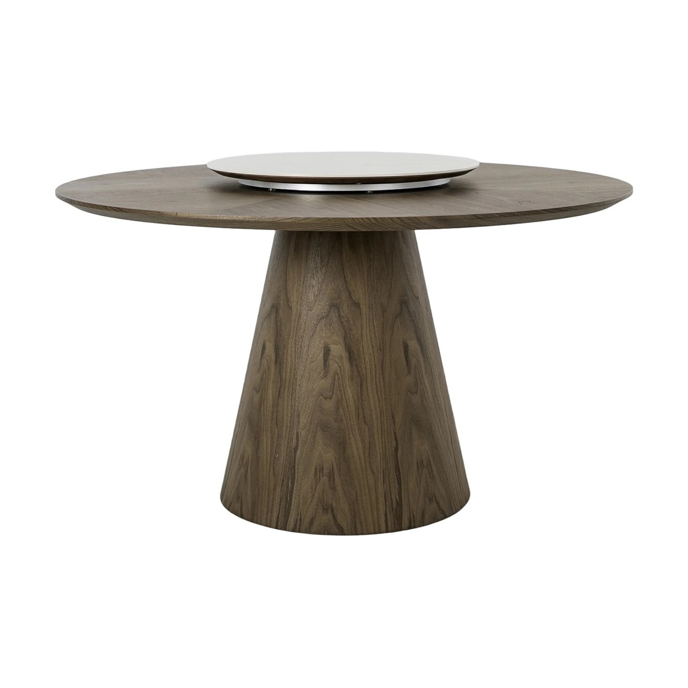 Table à manger ronde rotative noyer