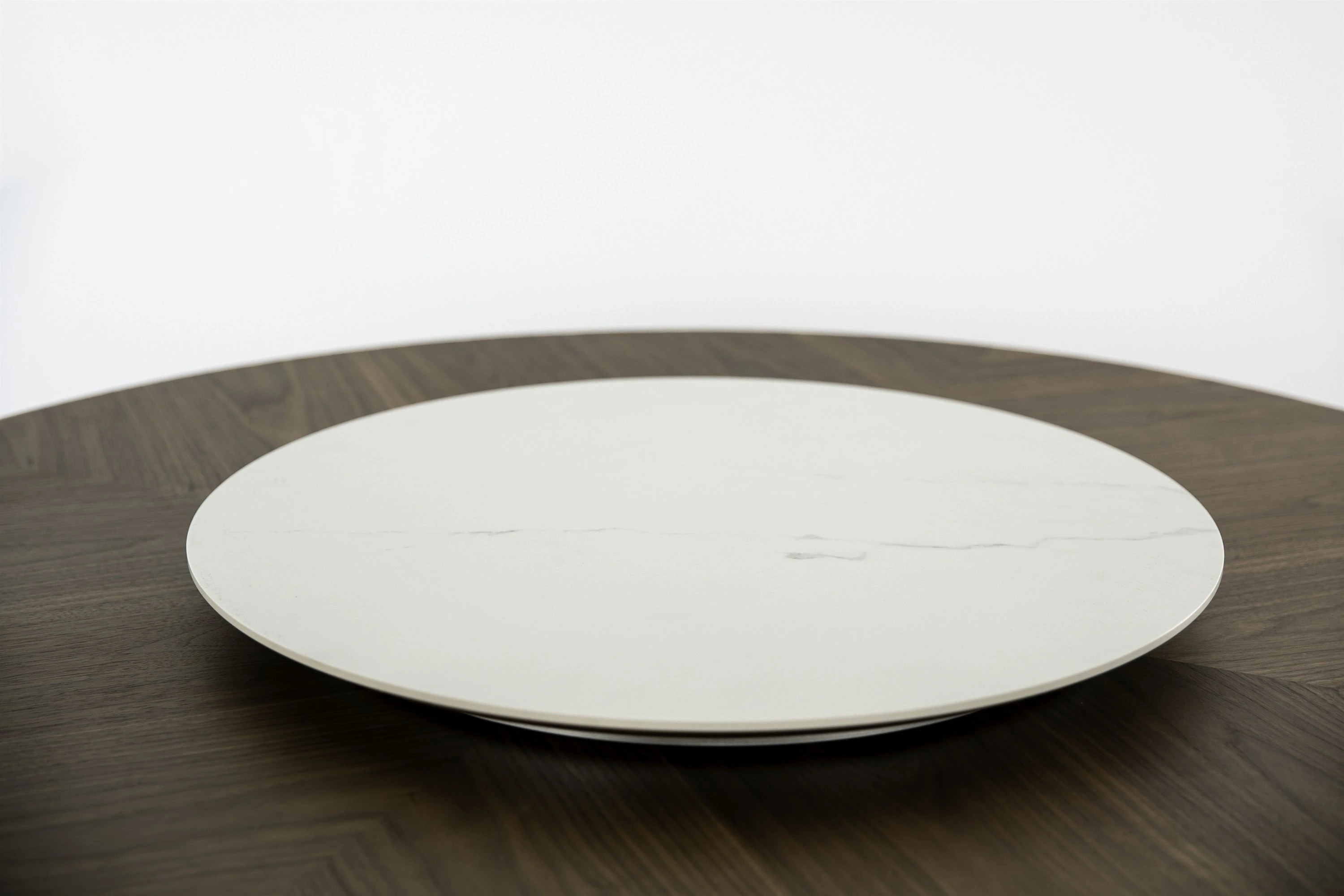 Table à manger ronde rotative noyer