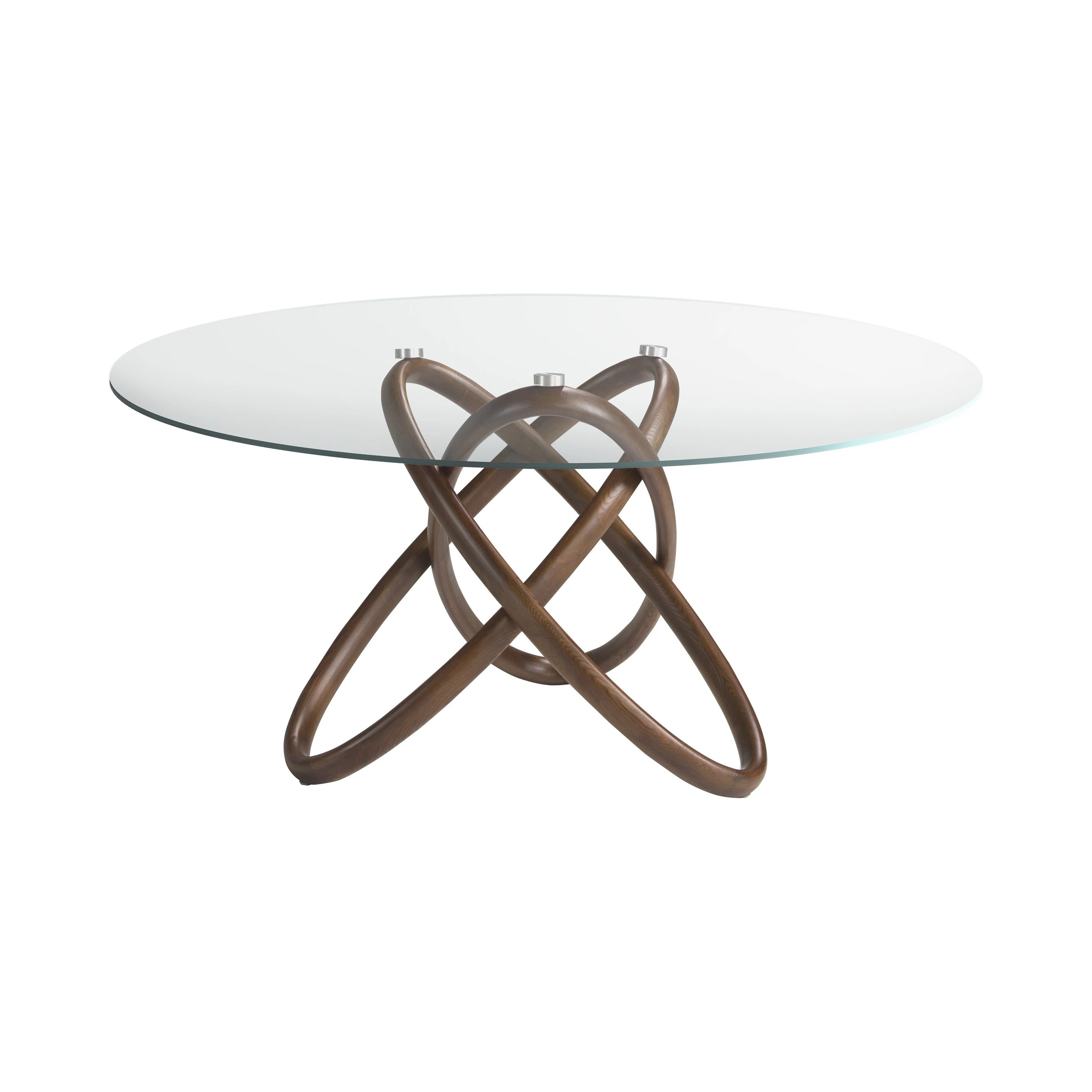 Table ronde 1020 — verre trempé + noyer