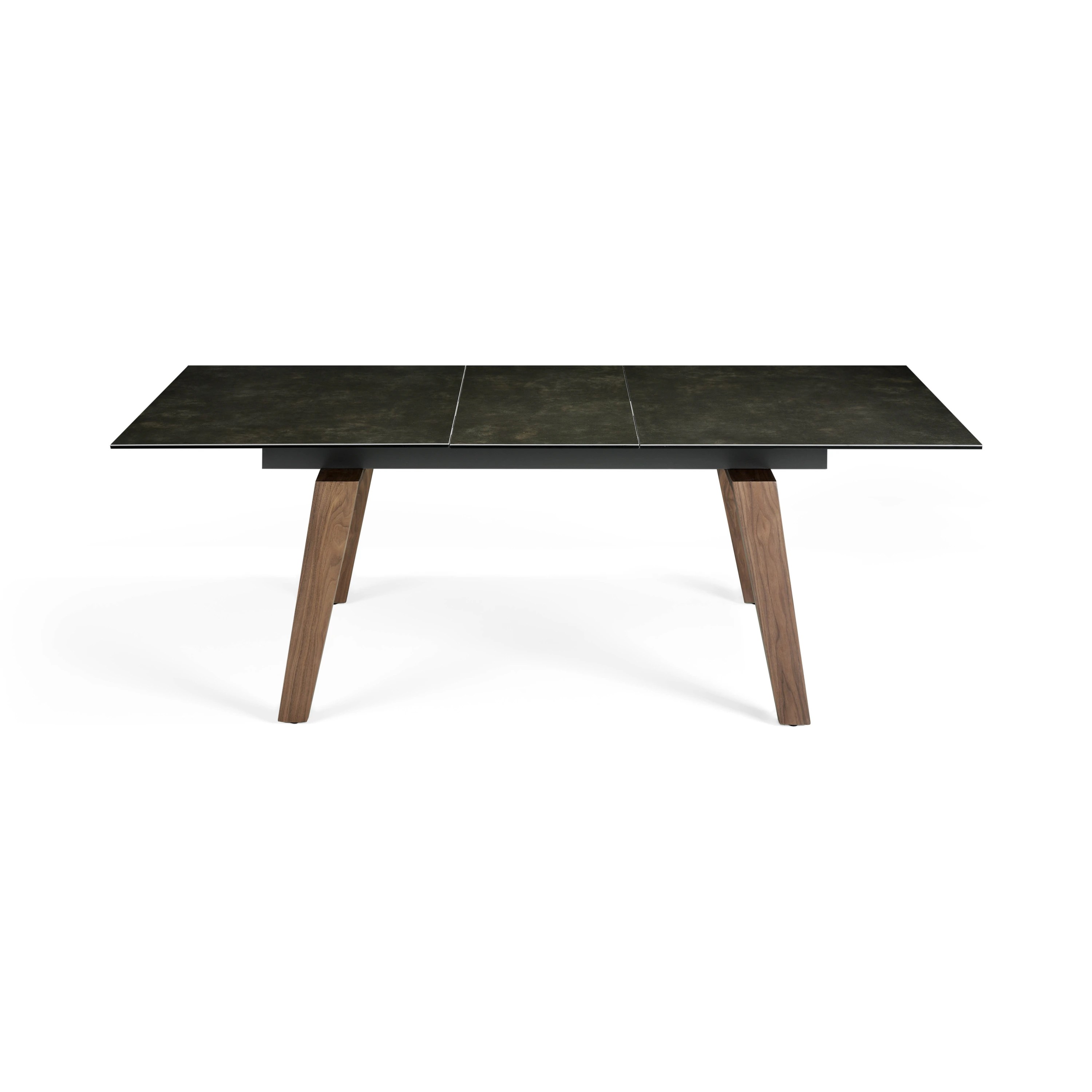 Table à manger à rallonge rectangulaire marbre porcelaine et noyer