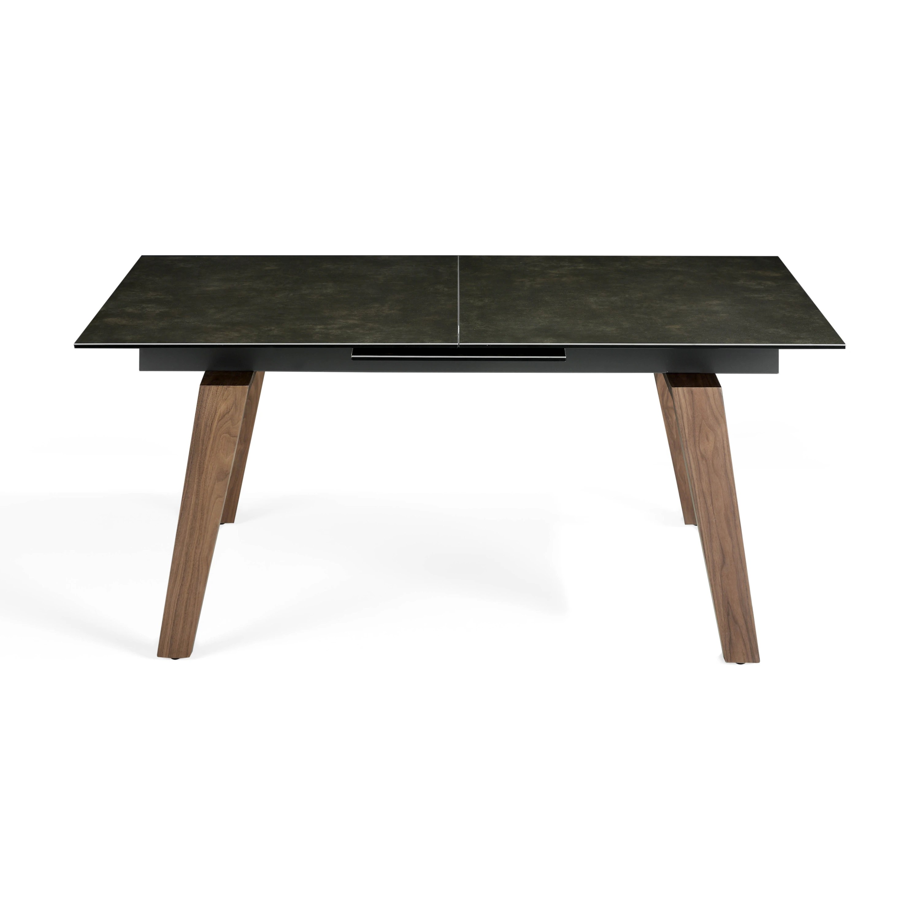 Table à manger à rallonge rectangulaire marbre porcelaine et noyer