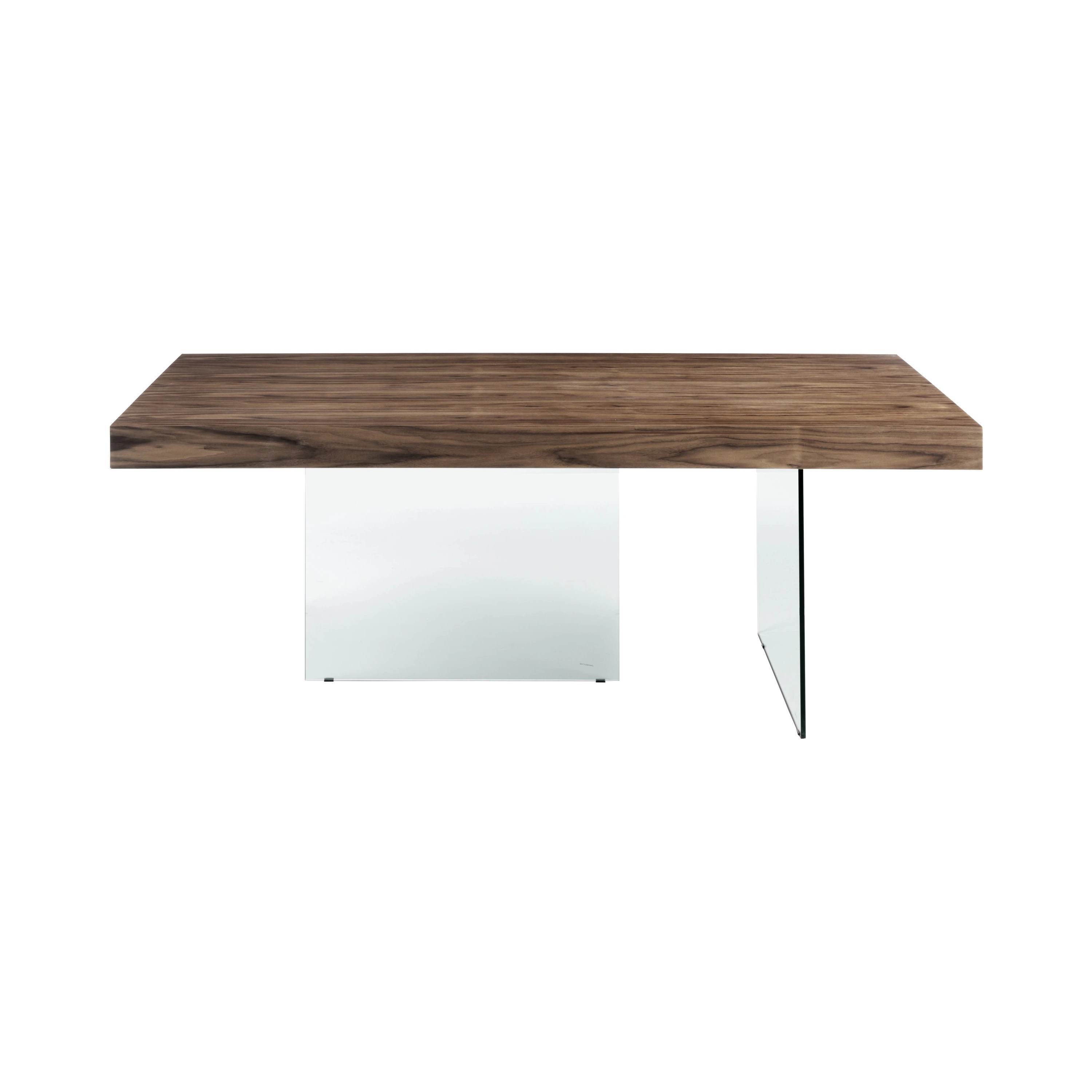 Table à manger rectangulaire noyer et verre trempé