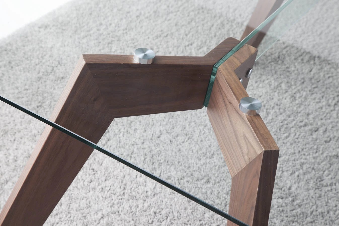 Table rectangulaire 1031 — verre trempé + noyer