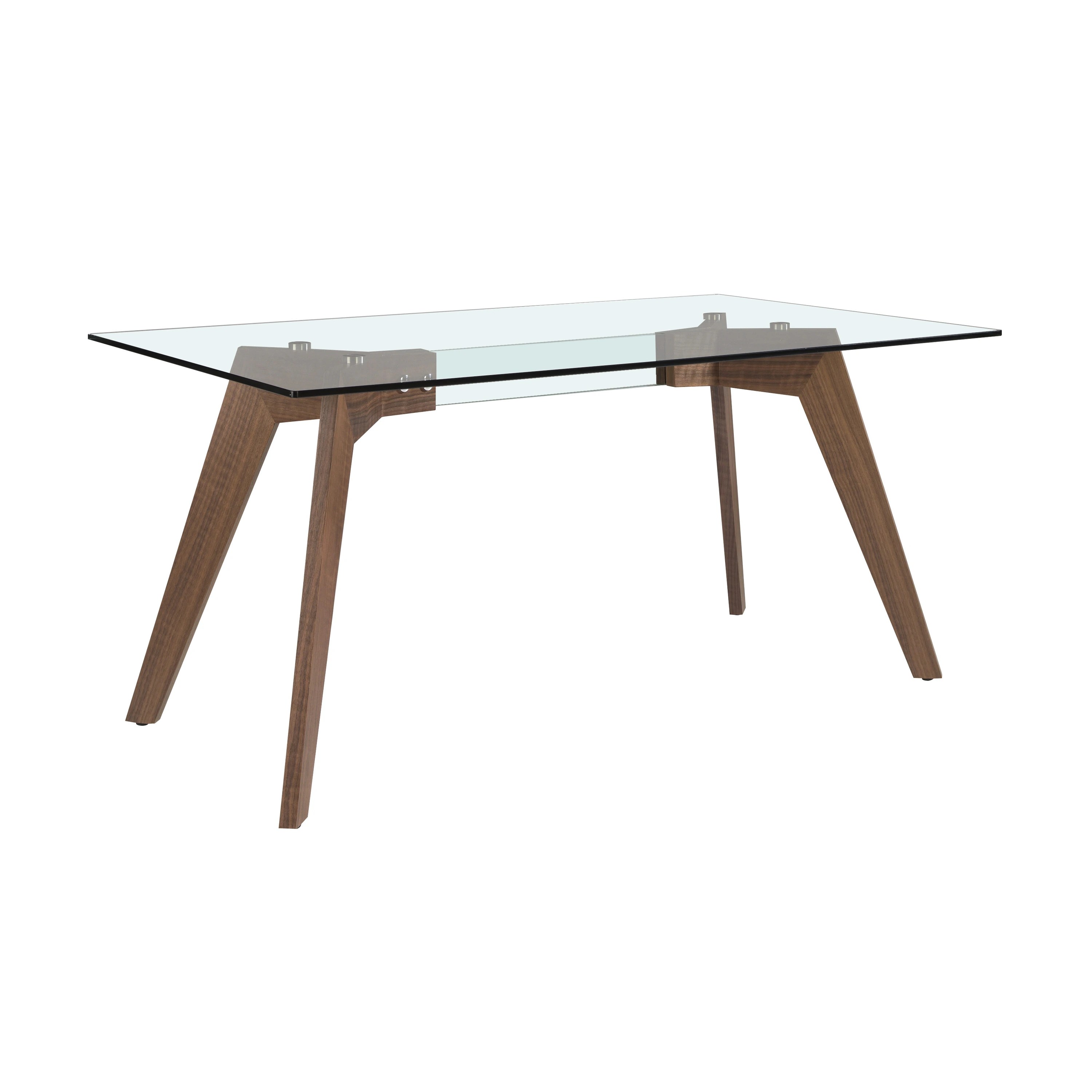 Table rectangulaire 1031 — verre trempé + noyer