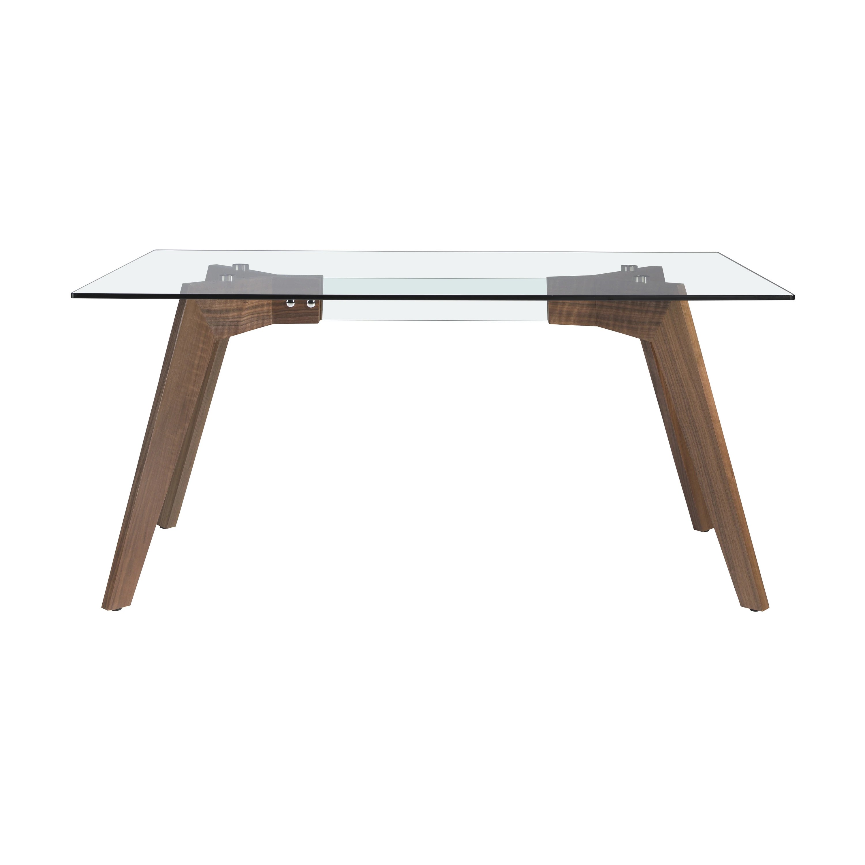 Table rectangulaire 1031 — verre trempé + noyer