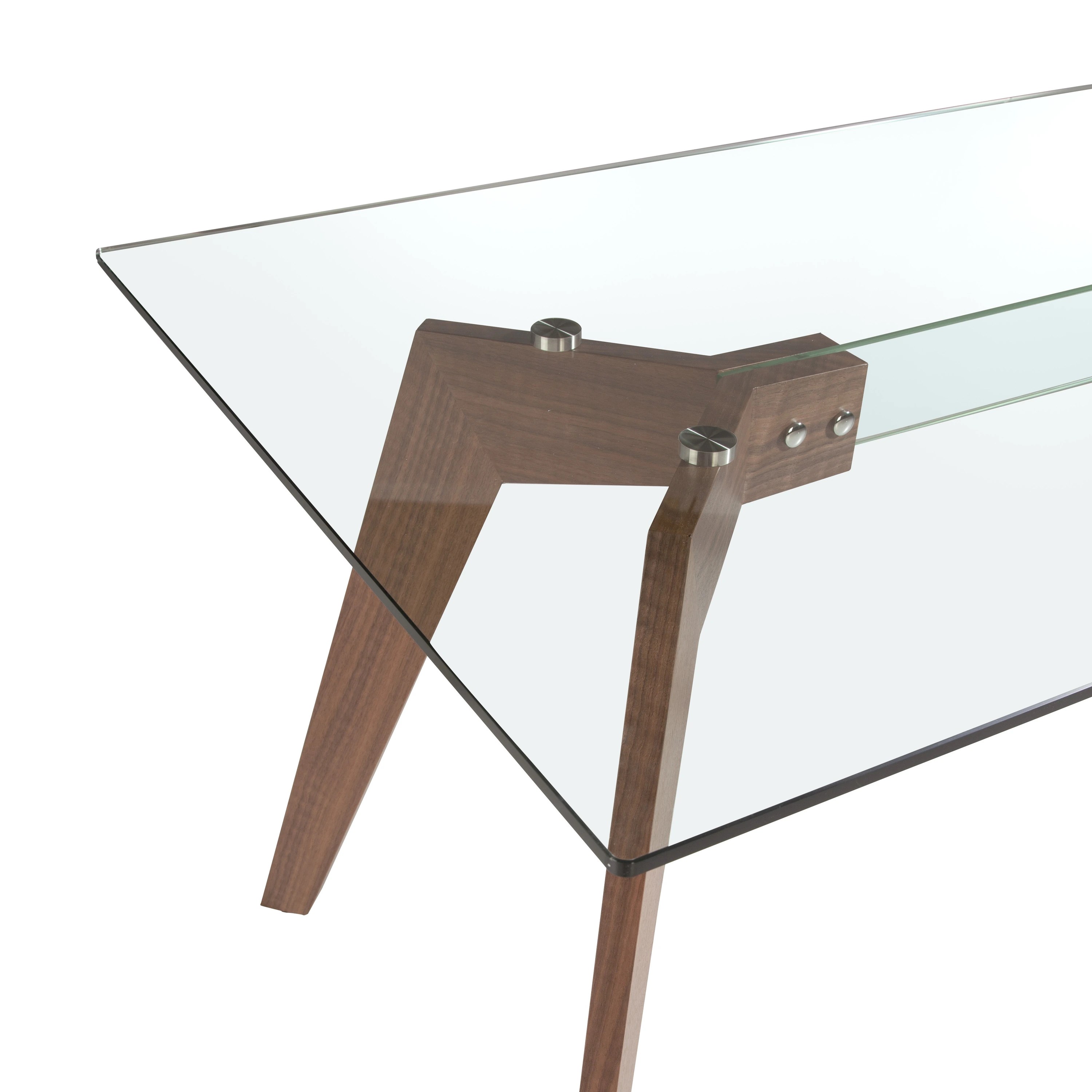 Table rectangulaire 1031 — verre trempé + noyer