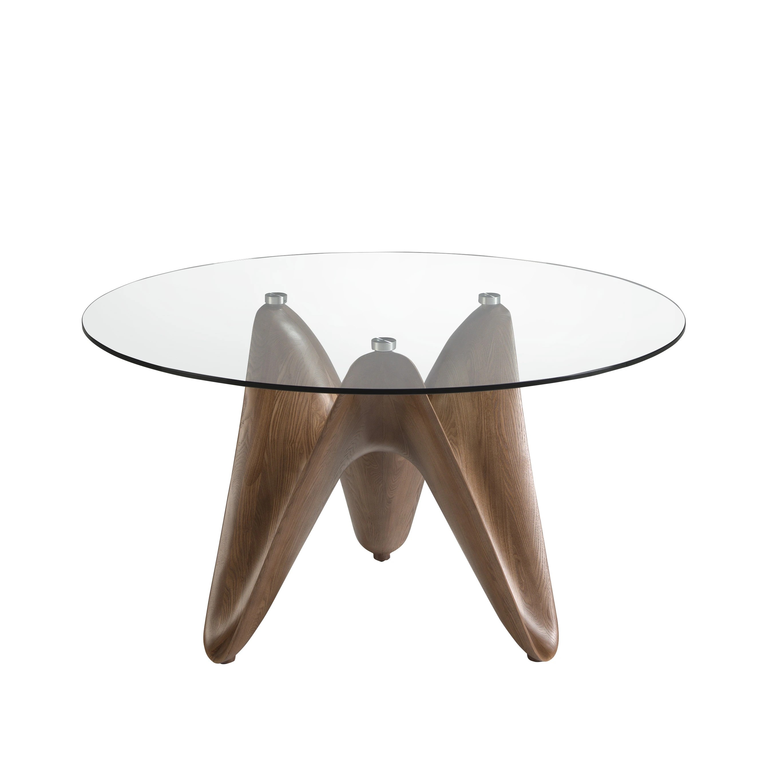 Table ronde 1126 — verre trempé + noyer