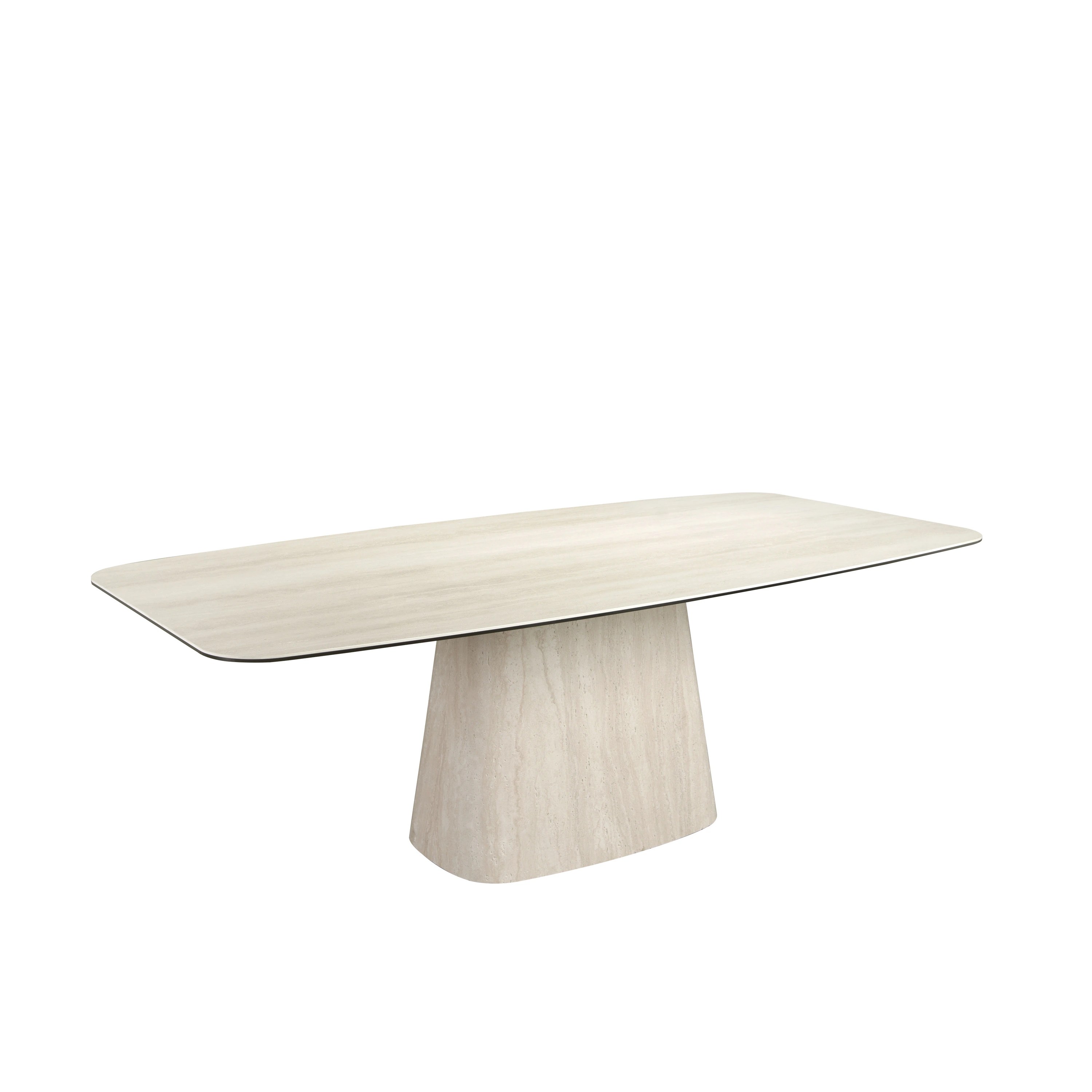 Table de salle à manger ovale en tonneau en marbre porcelaine