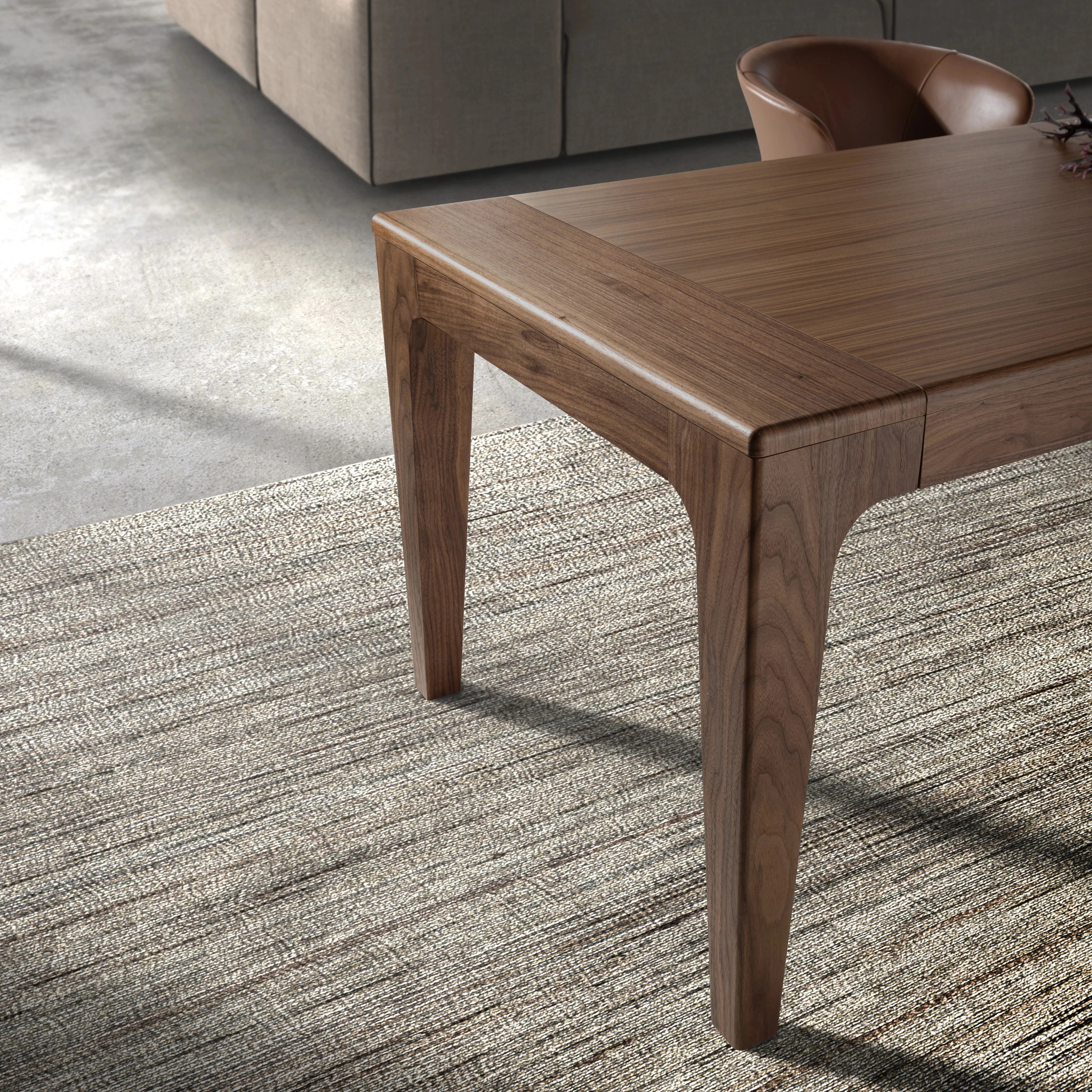 Table de salle à manger rectangulaire extensible en noyer