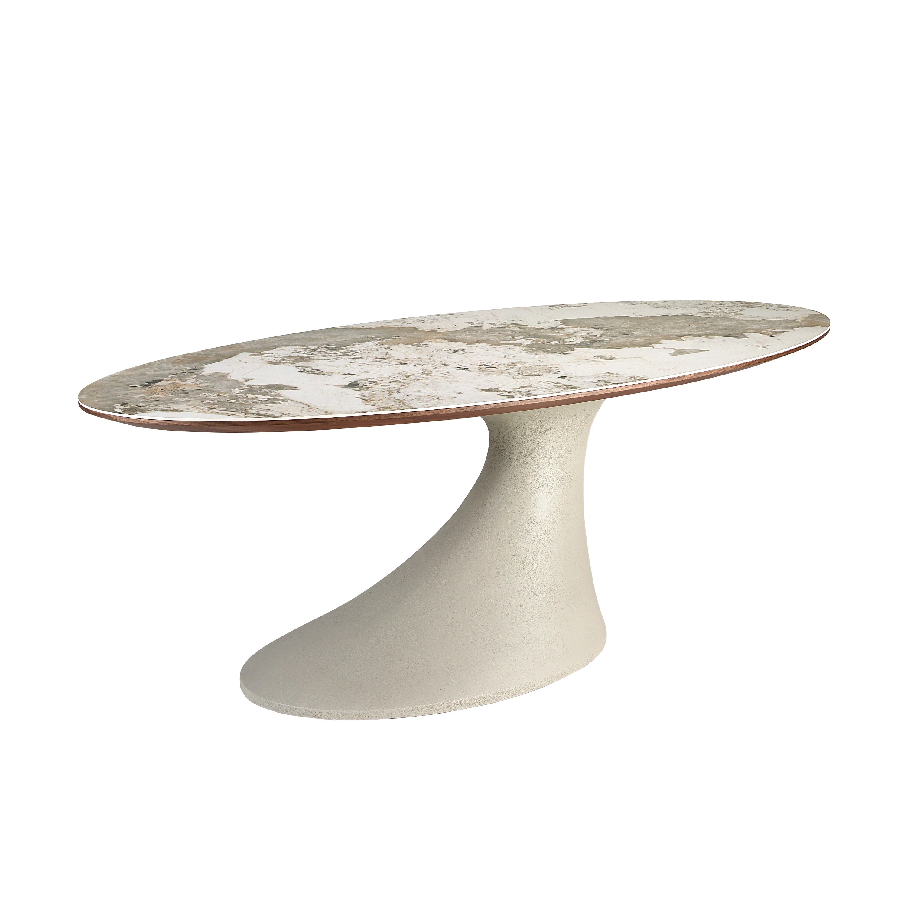 Table de salle à manger ovale en marbre céramique et fibre de verre époxy couleur sable