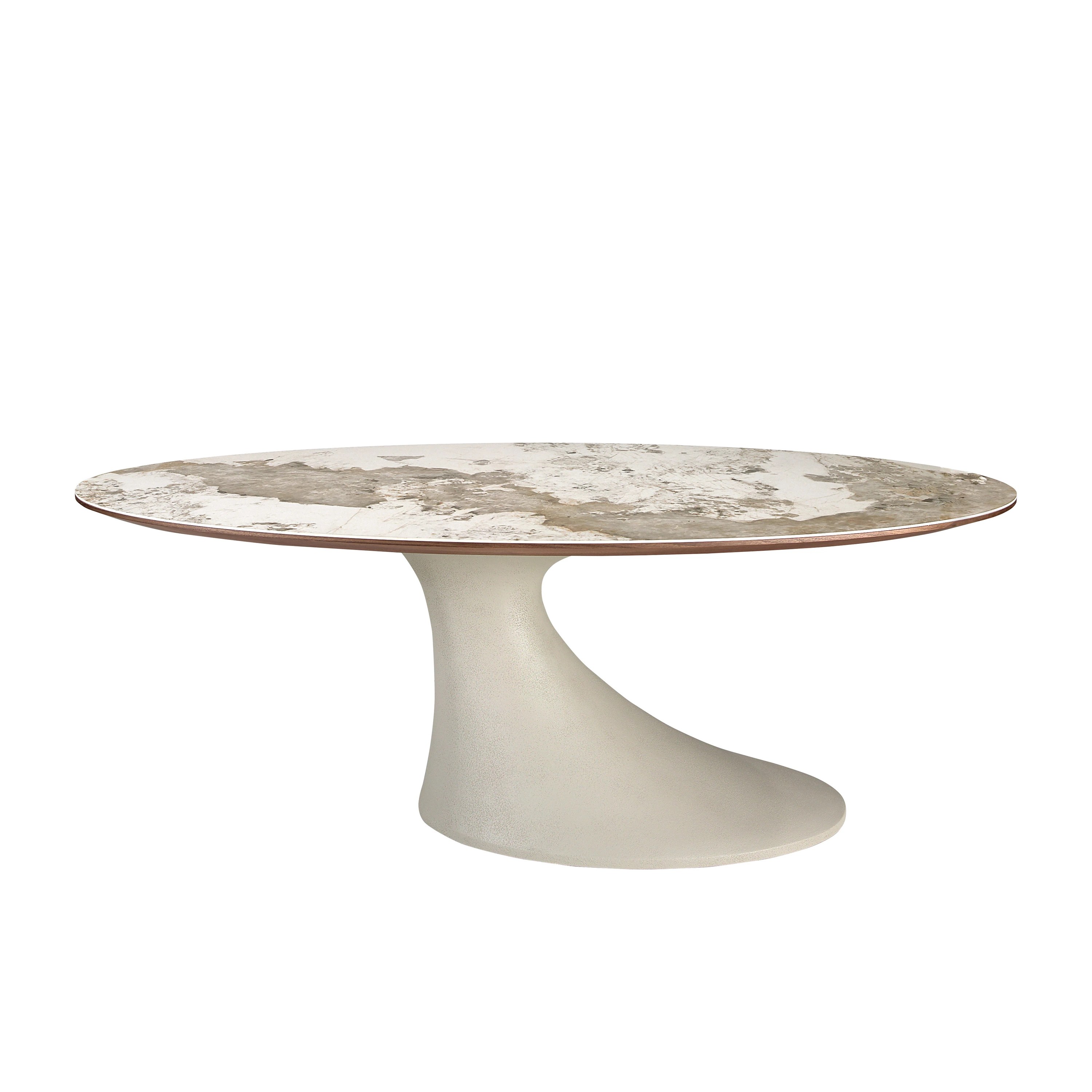 Table de salle à manger ovale en marbre céramique et fibre de verre époxy couleur sable