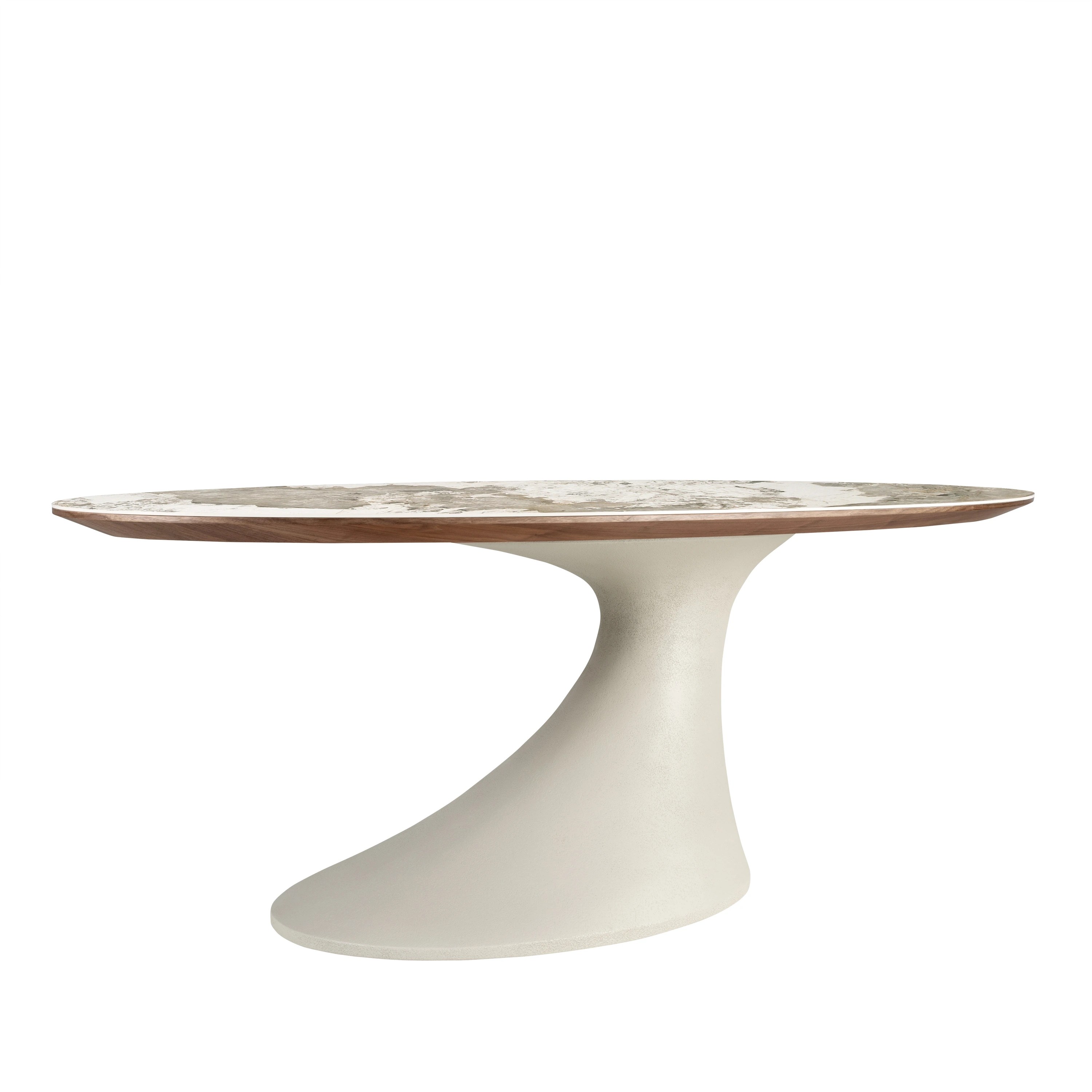 Table de salle à manger ovale en marbre céramique et fibre de verre époxy couleur sable
