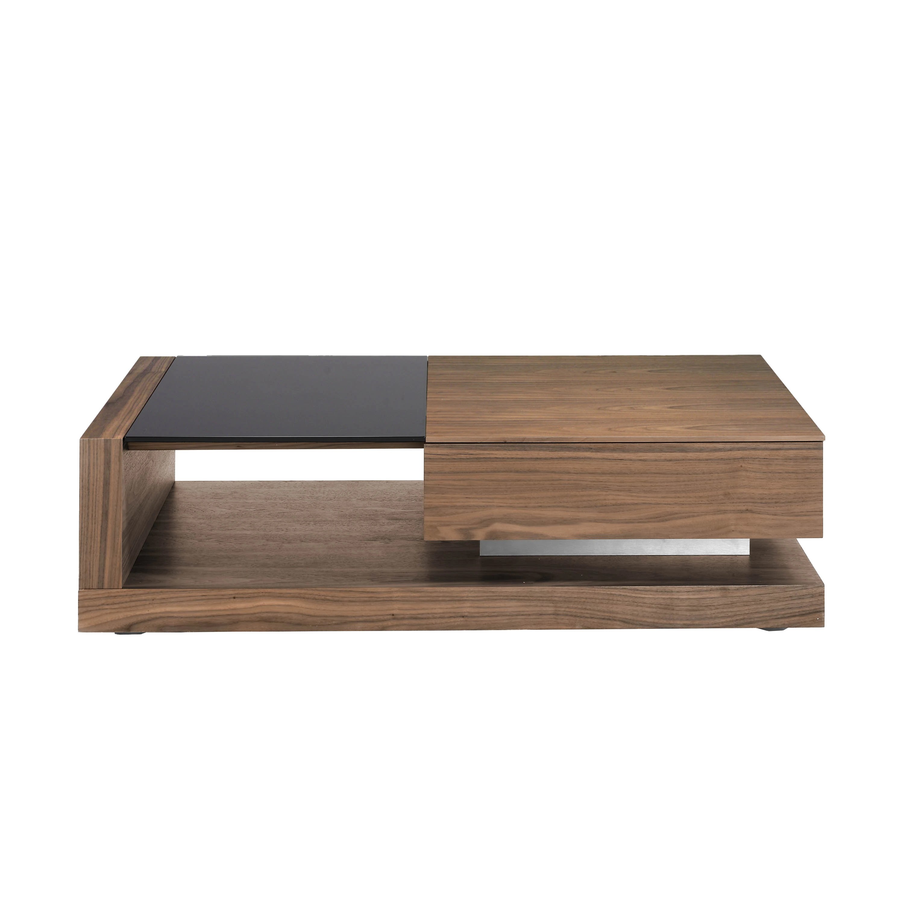 Table basse rectangulaire Table basse rectangulaire Verre noir et noyer