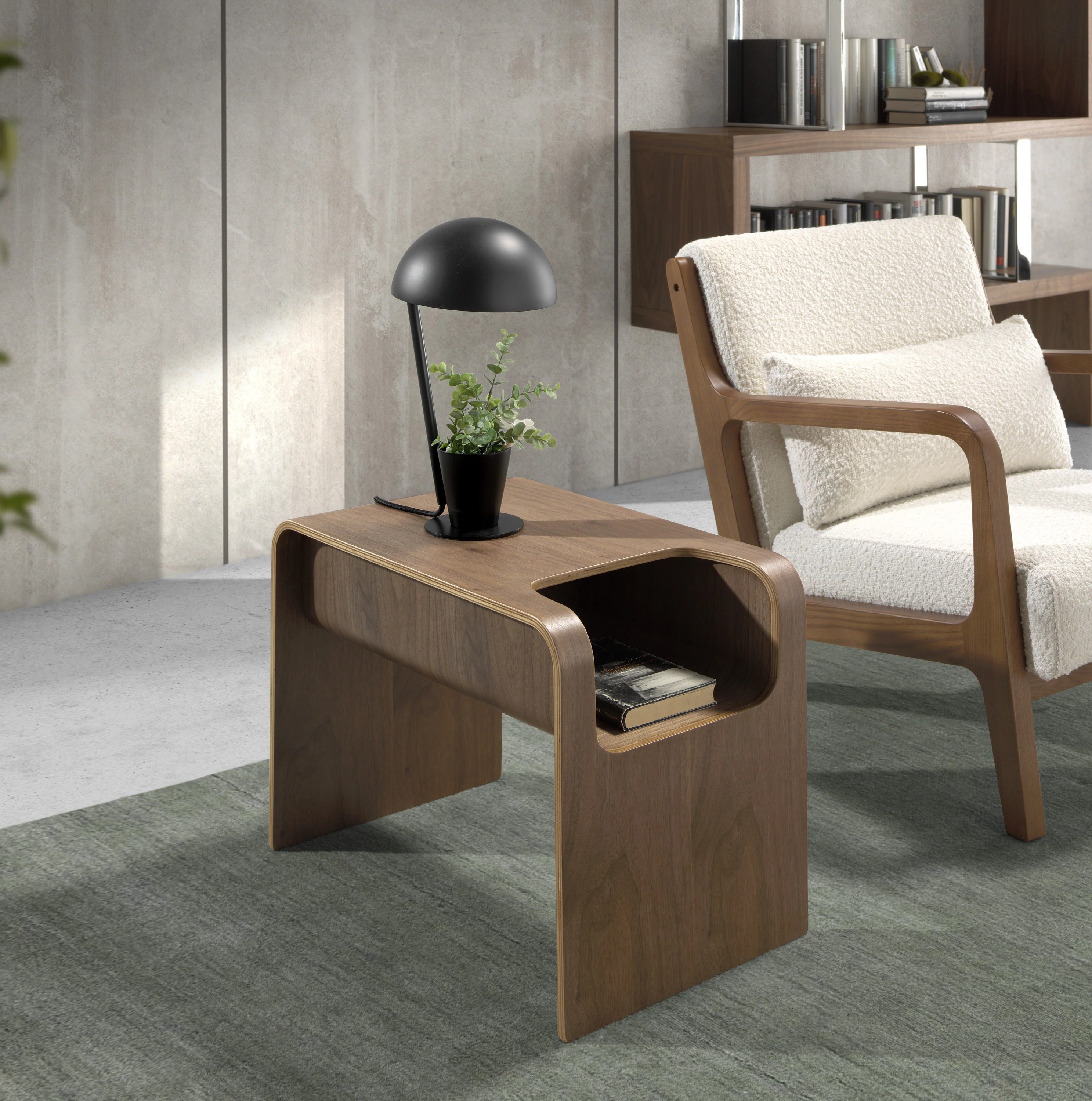 Table d'angle rectangulaire noyer