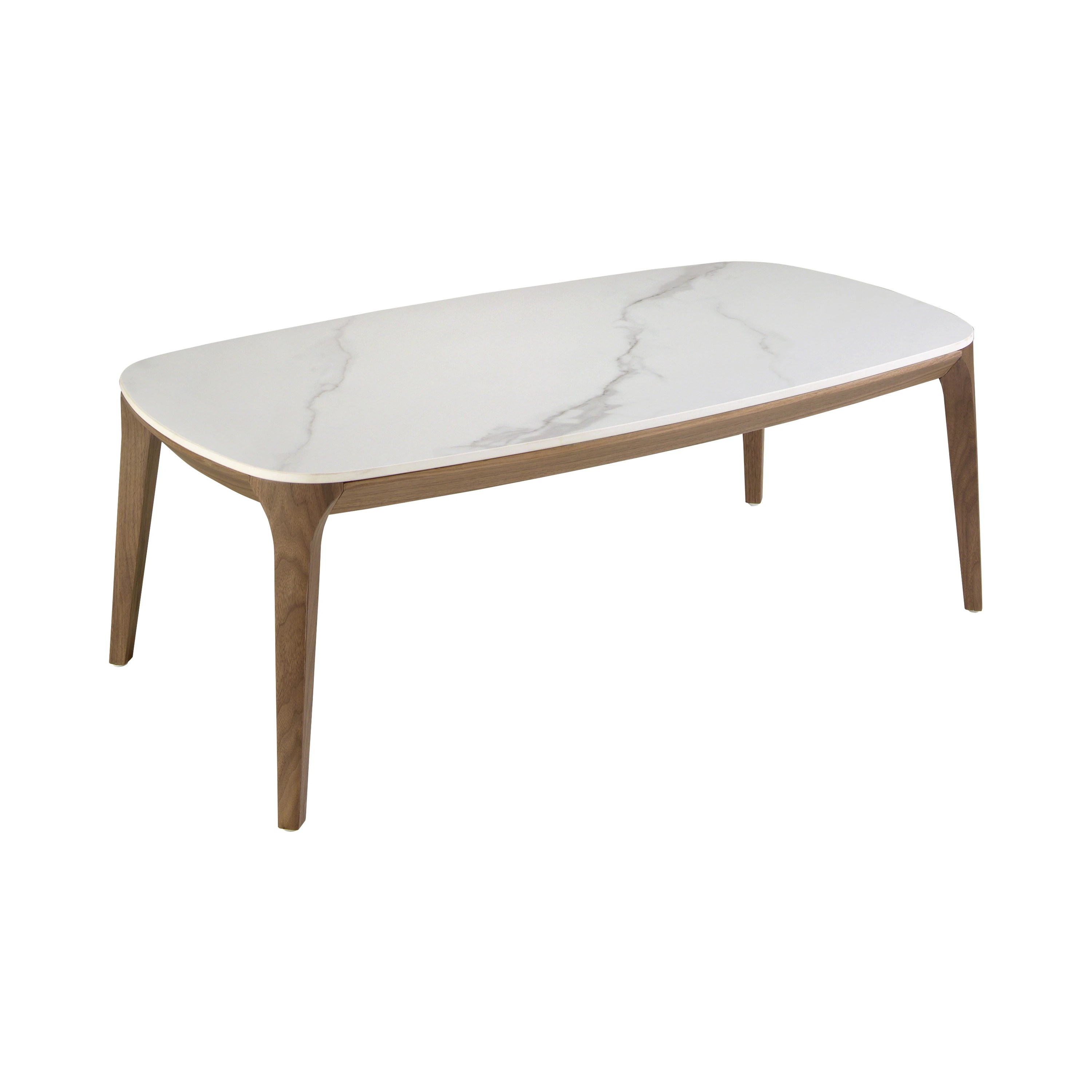 Table ovale en marbre et noyer