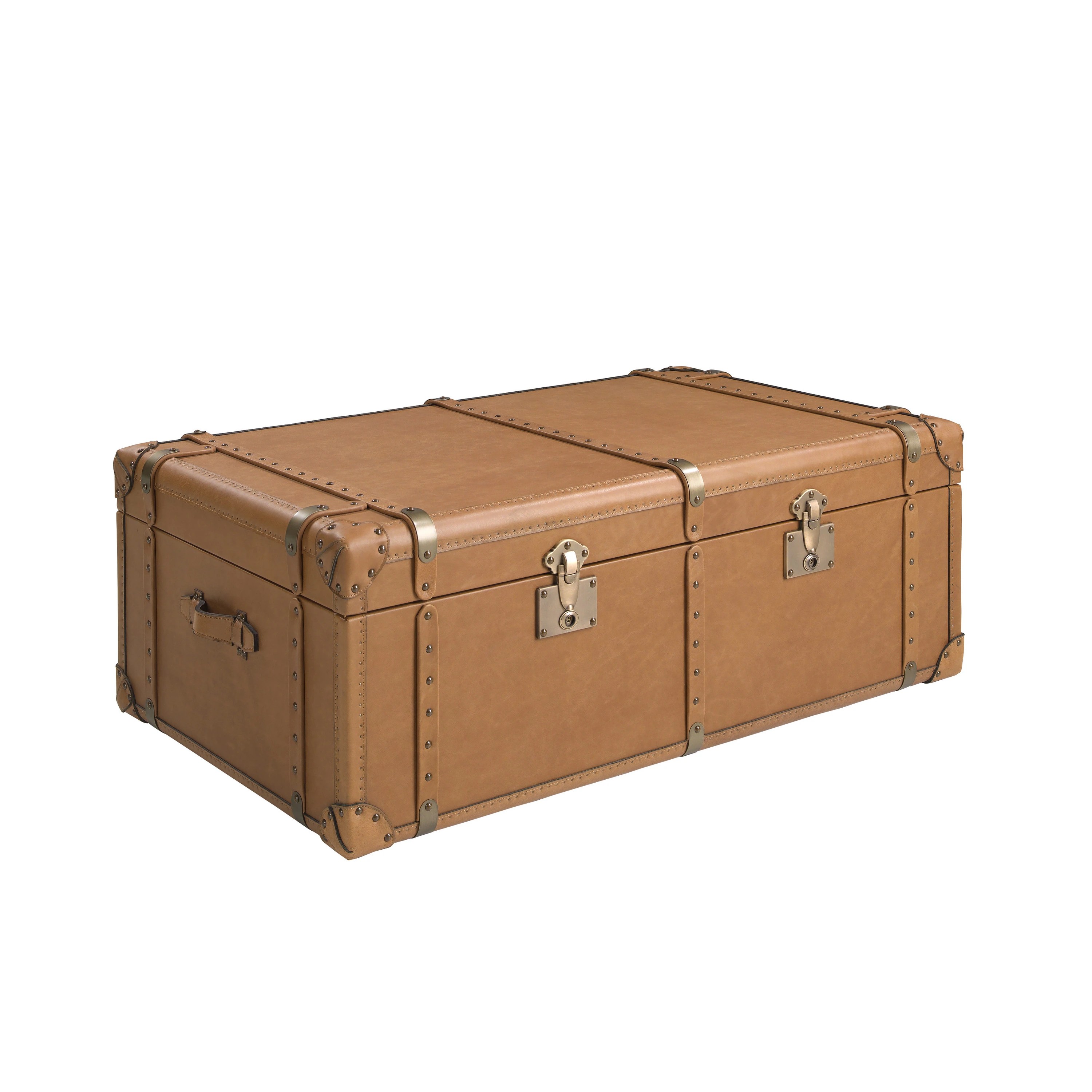 Coffre en cuir marron
