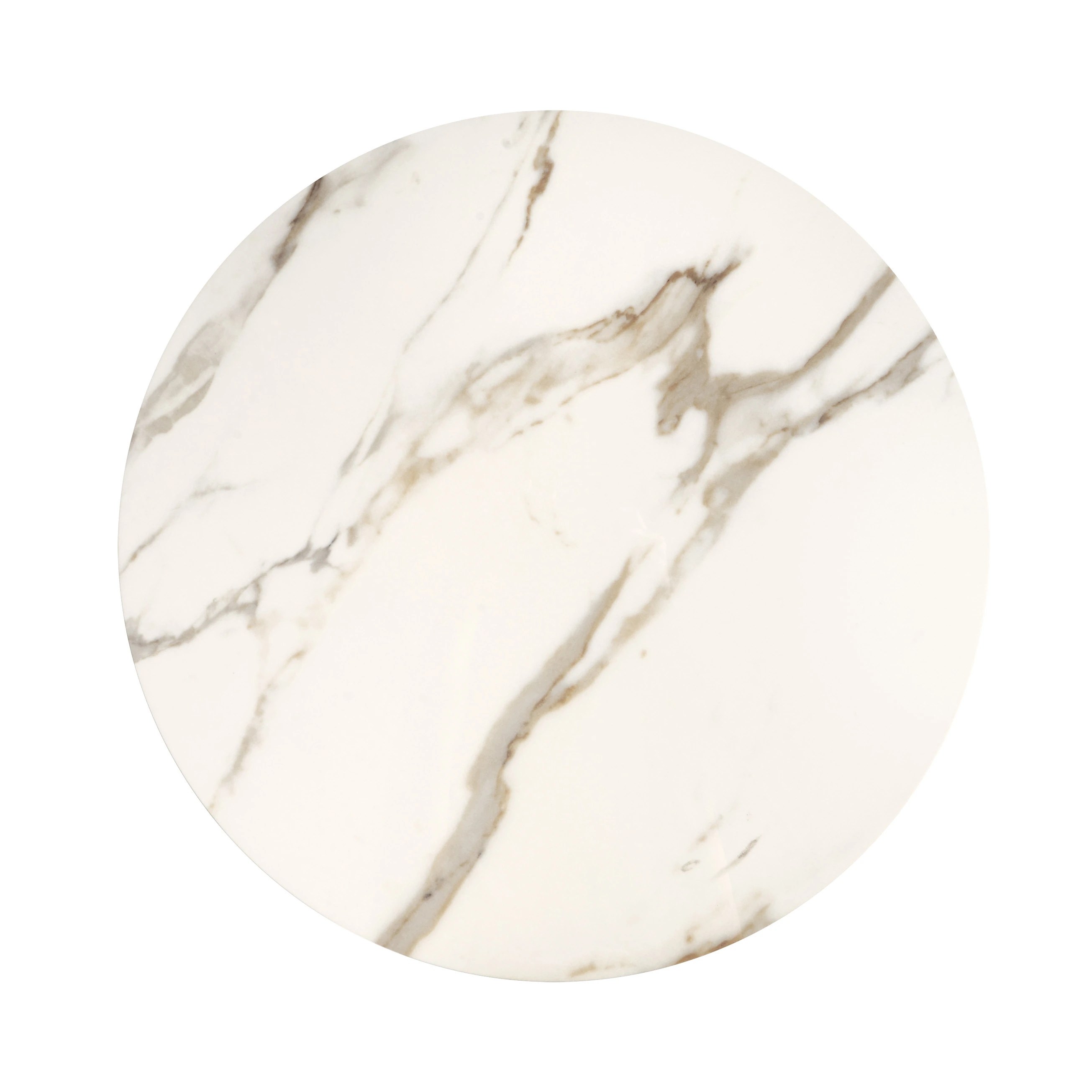 Table d'angle ronde en porcelaine et noyer