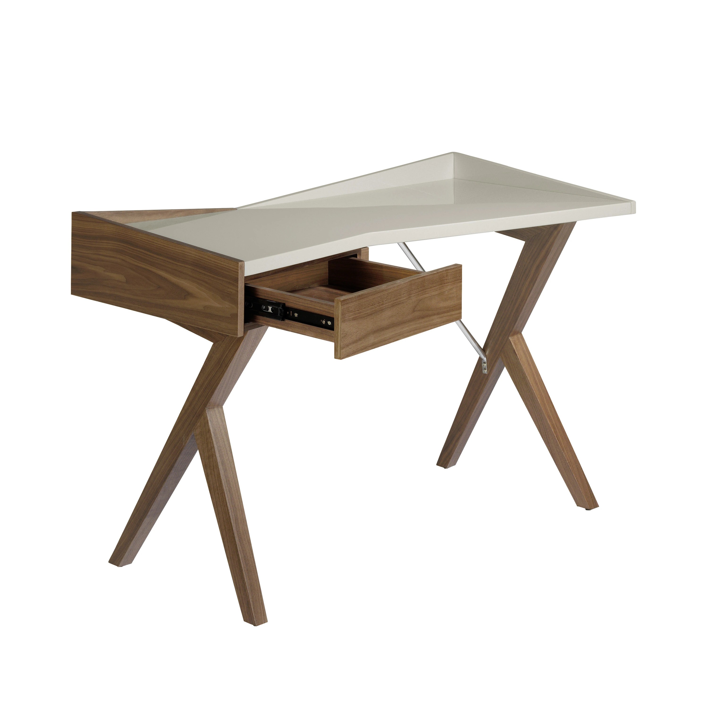 Bureau en noyer avec plateau en bois gris