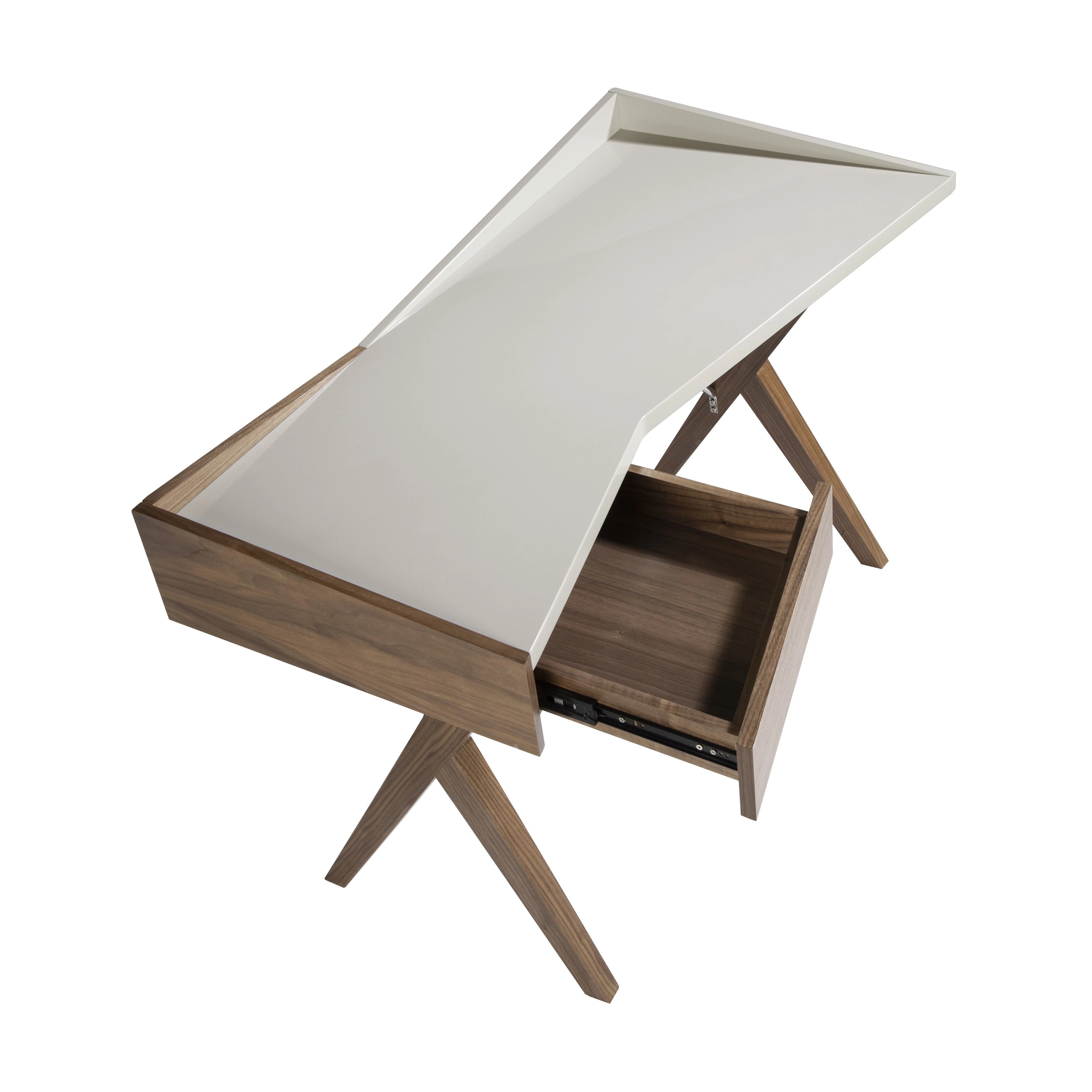 Bureau en noyer avec plateau en bois gris