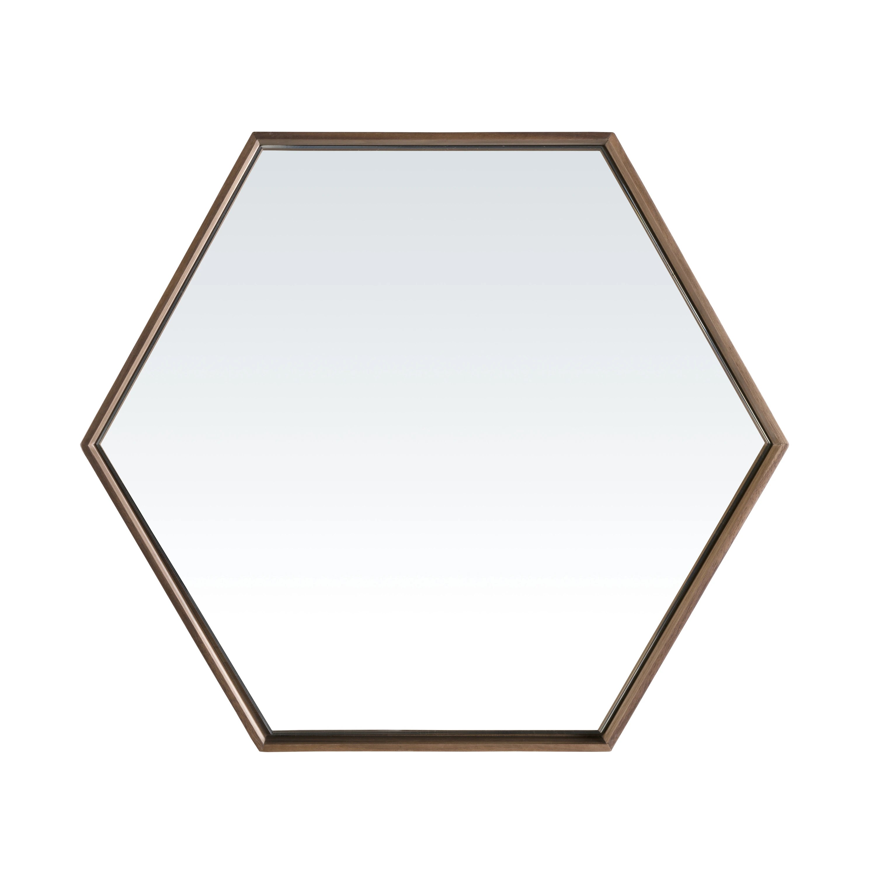 Miroir mural hexagonale noyer