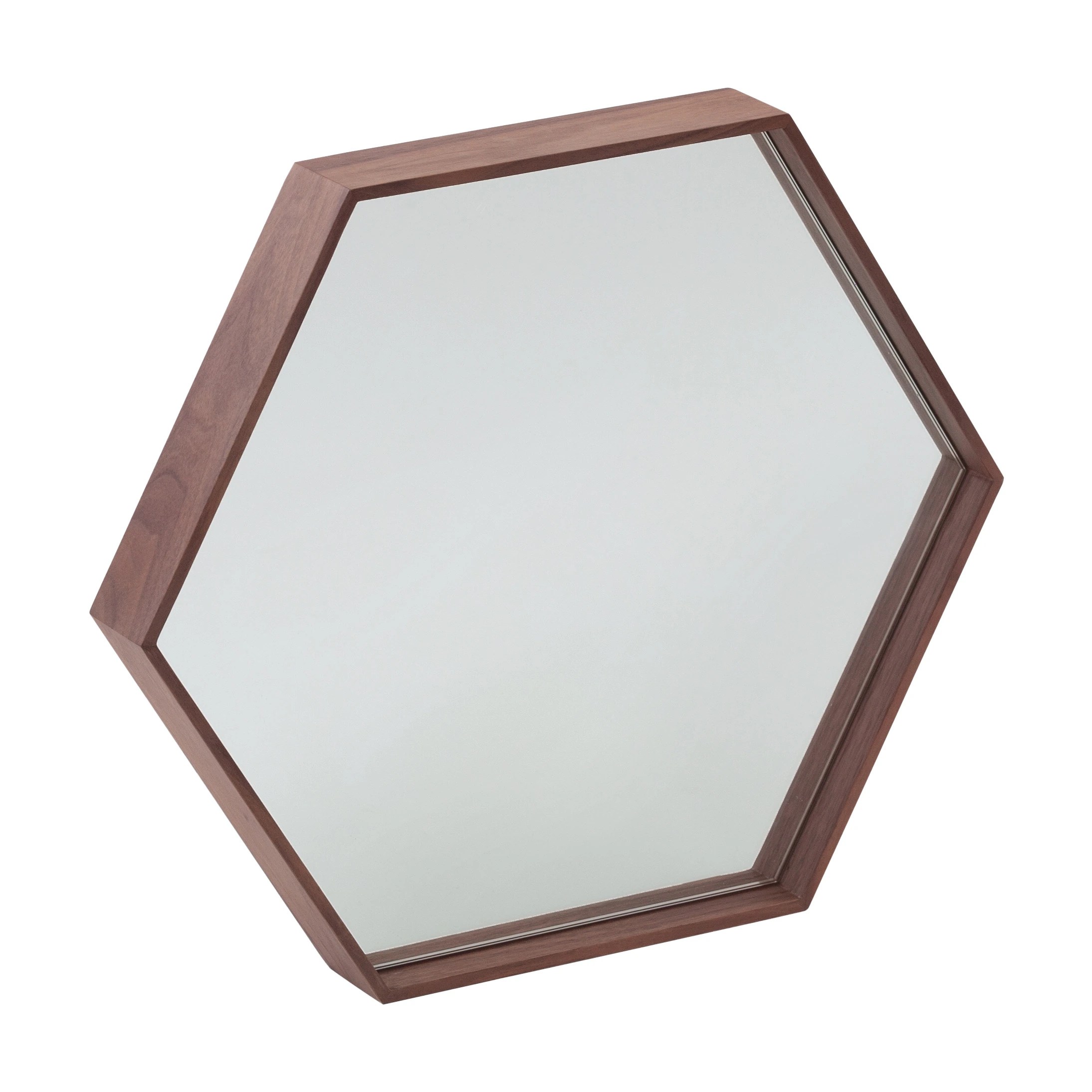 Miroir mural hexagonale noyer