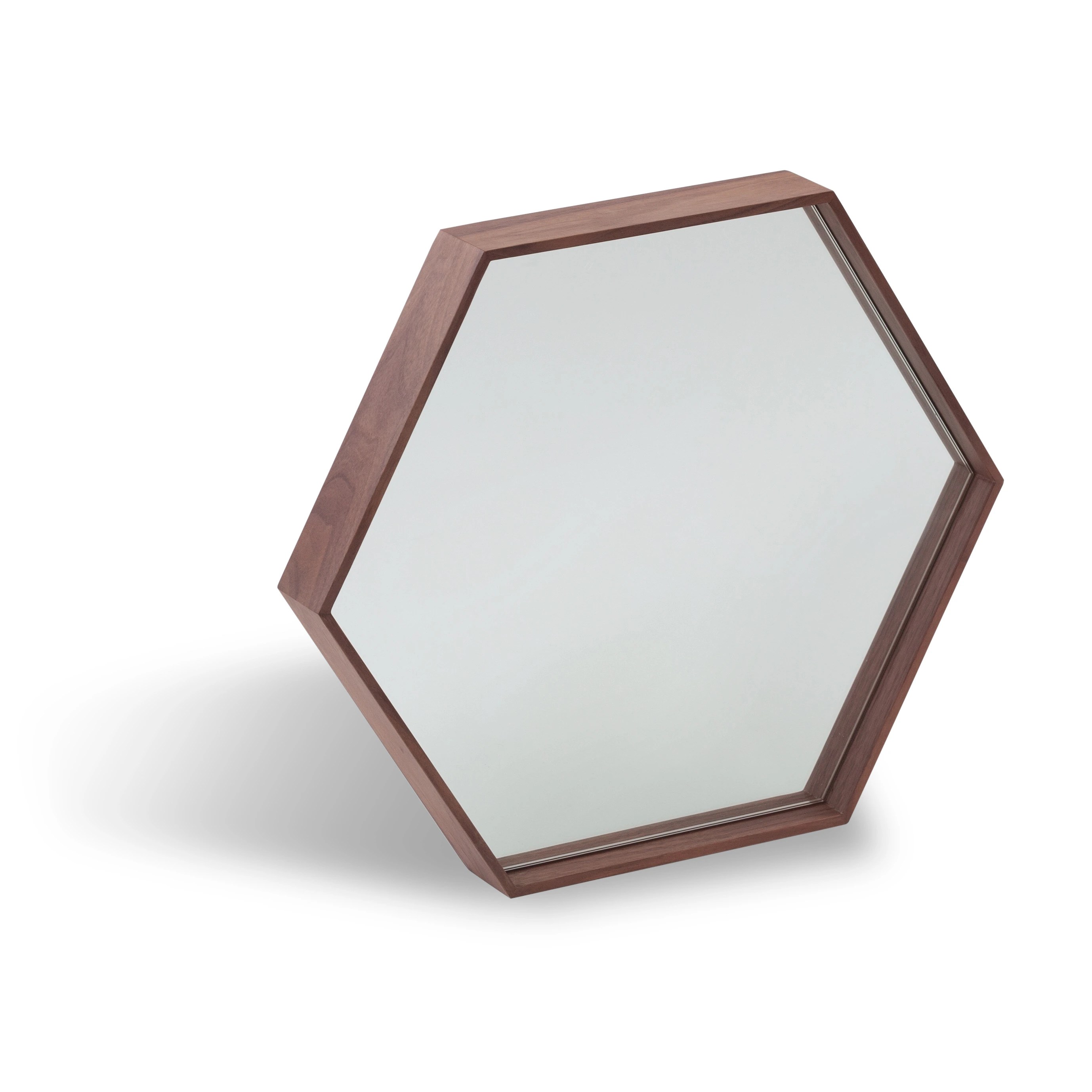 Miroir mural hexagonale noyer