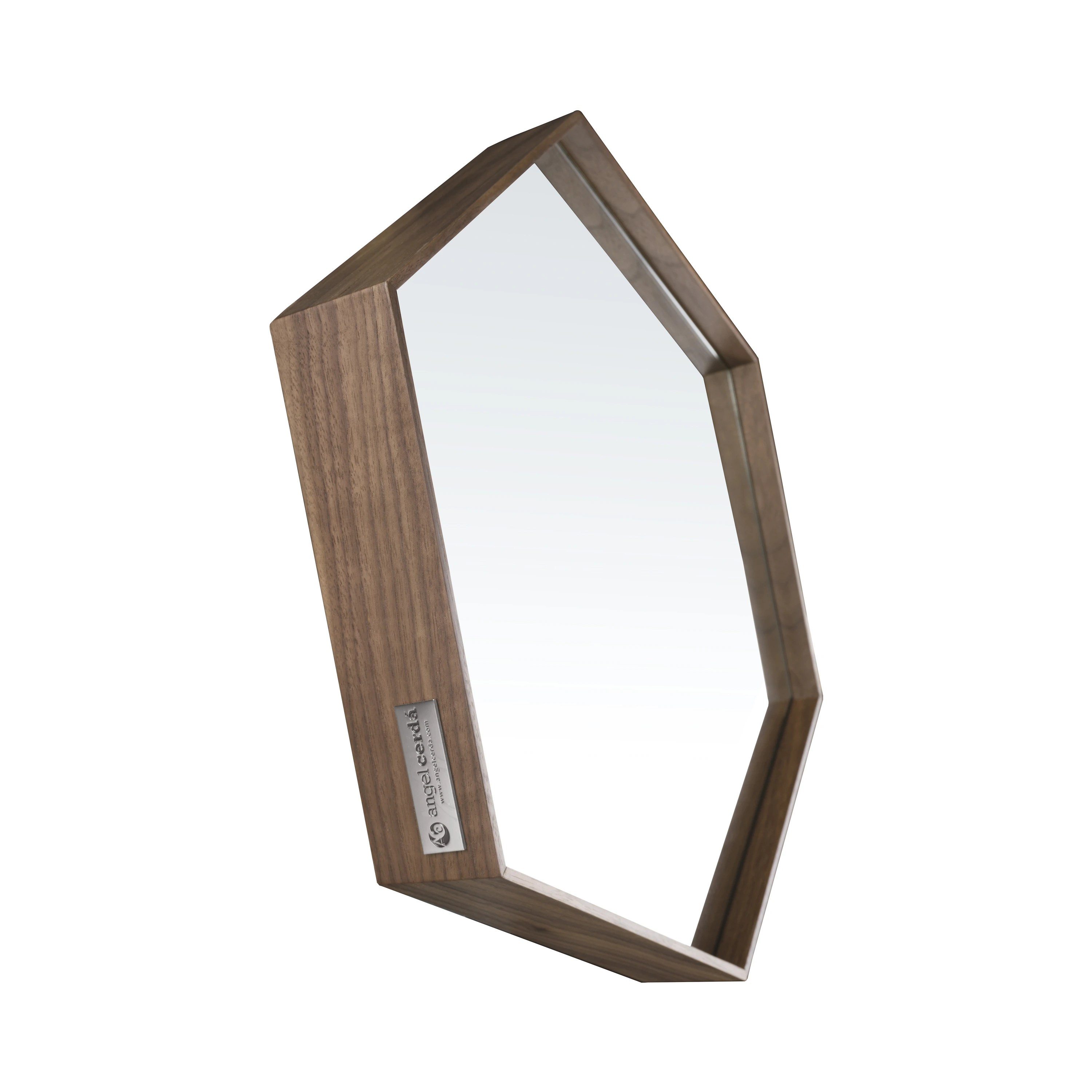 Miroir mural hexagonale noyer