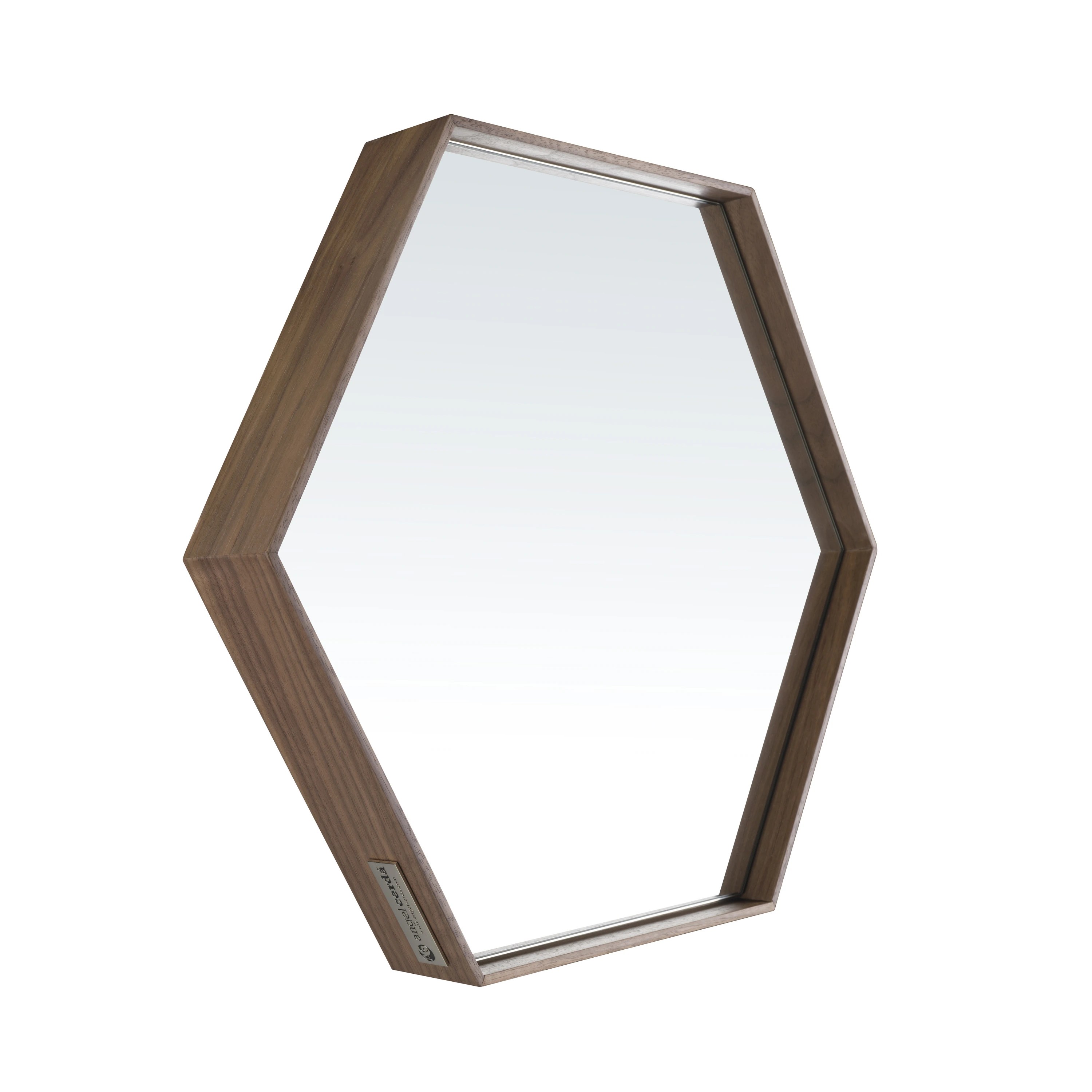 Miroir mural hexagonale noyer