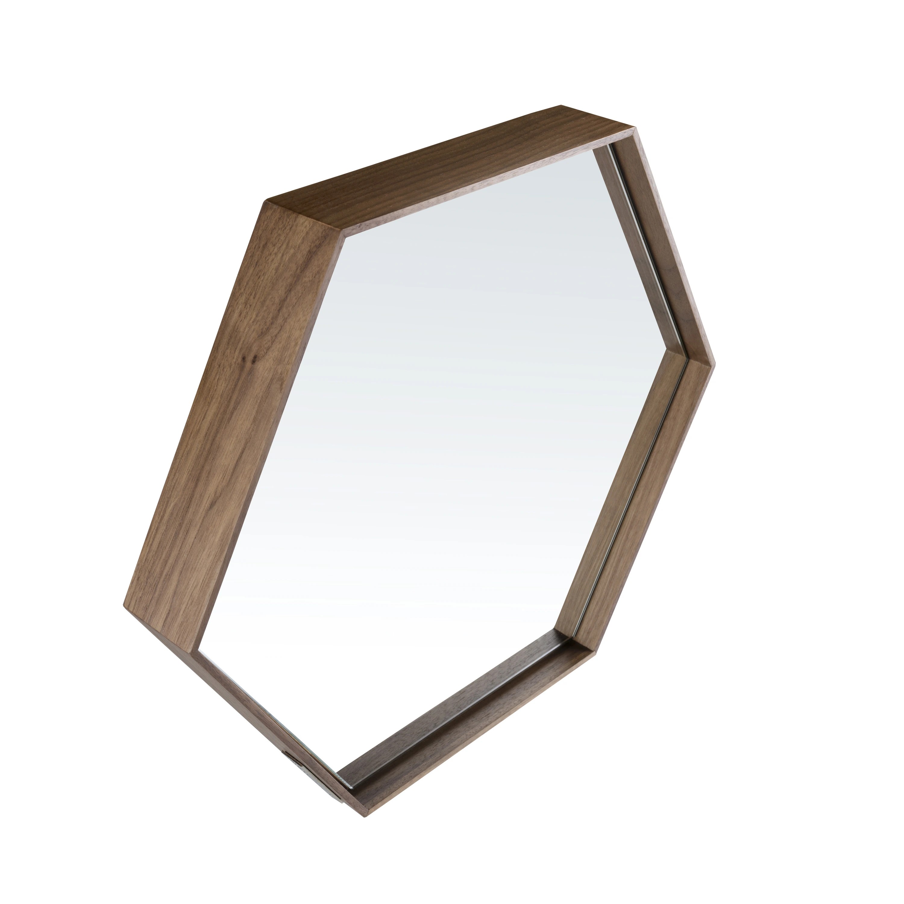 Miroir mural hexagonale noyer