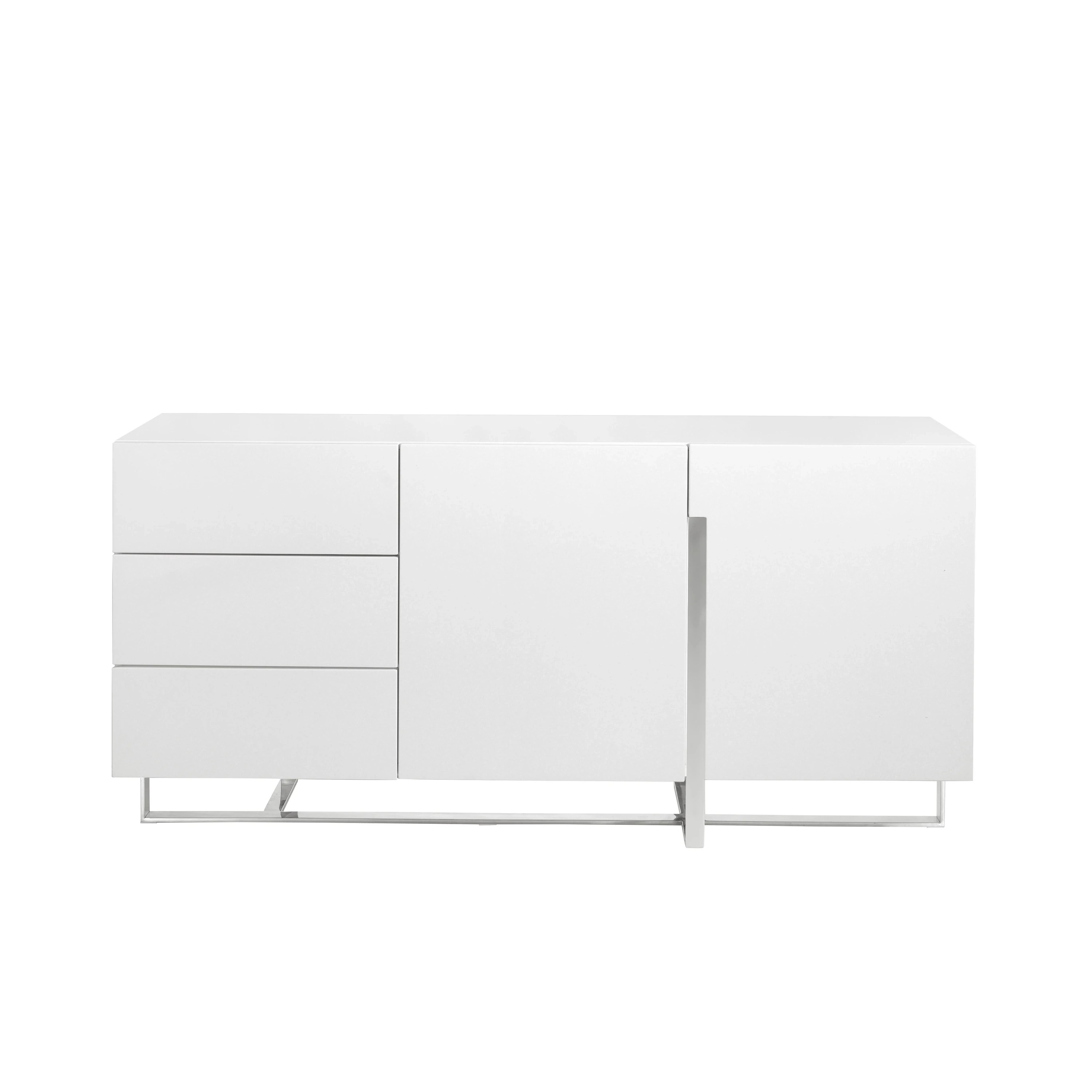 Buffet en bois blanc et acier chromé