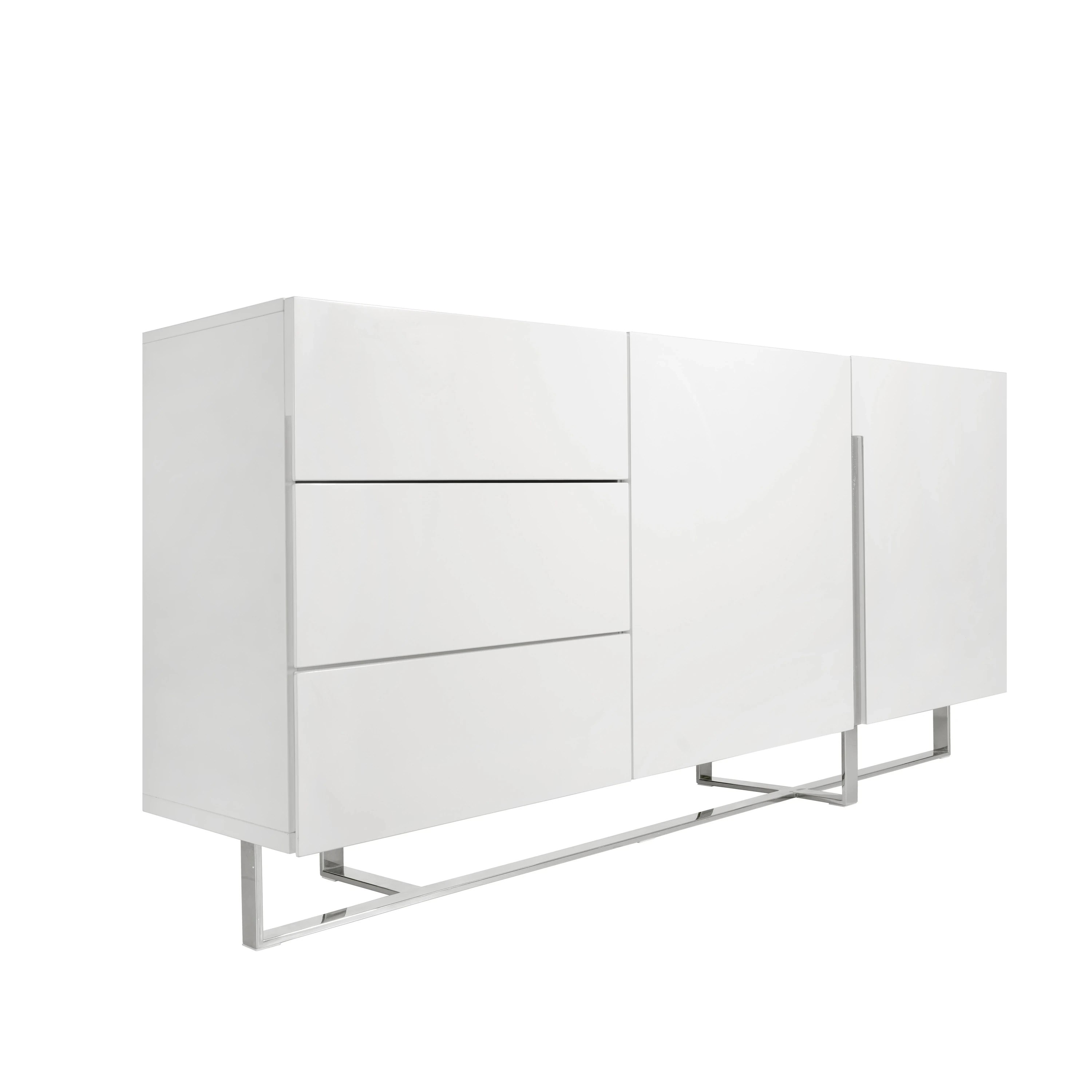 Buffet en bois blanc et acier chromé