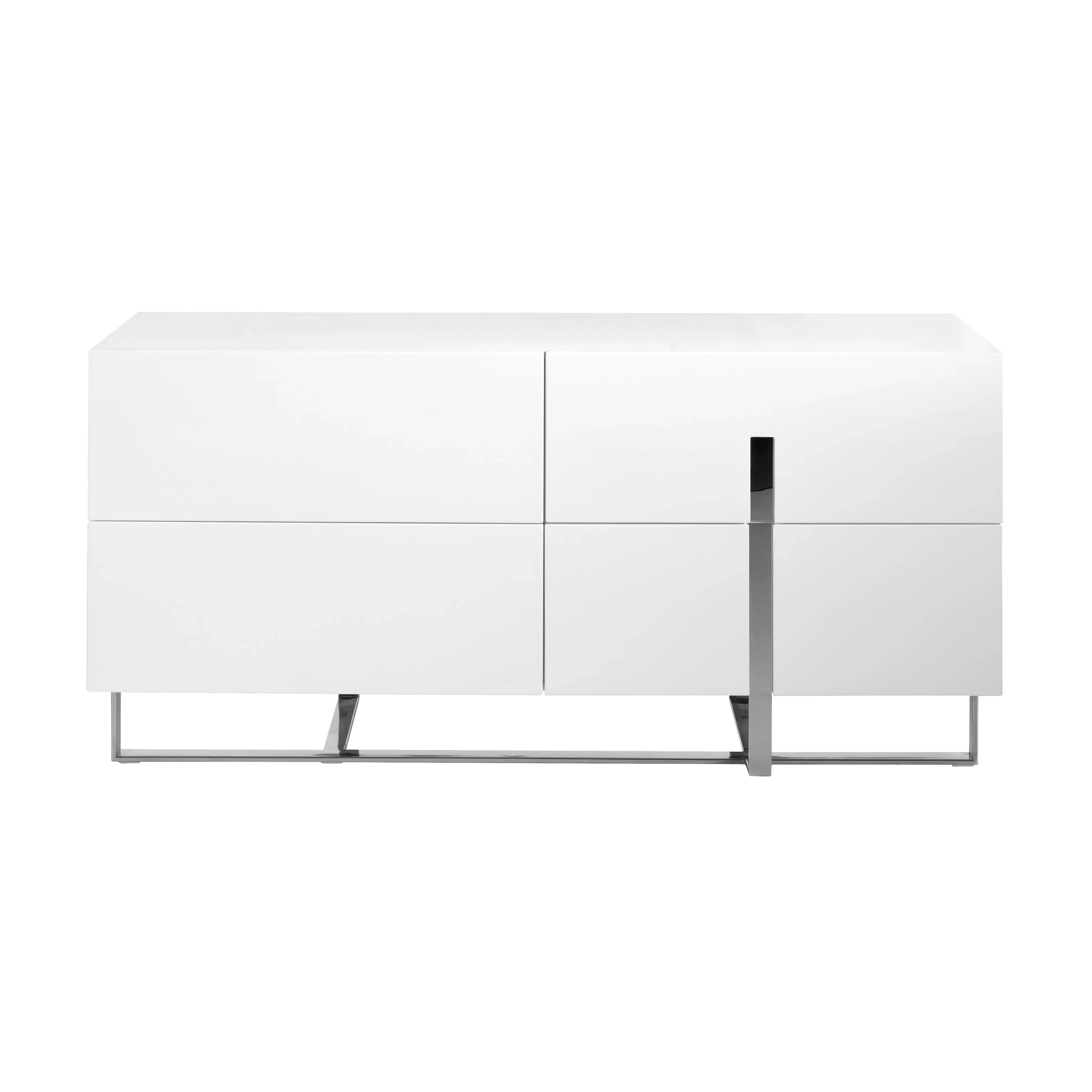 Buffet en bois blanc et acier chromé