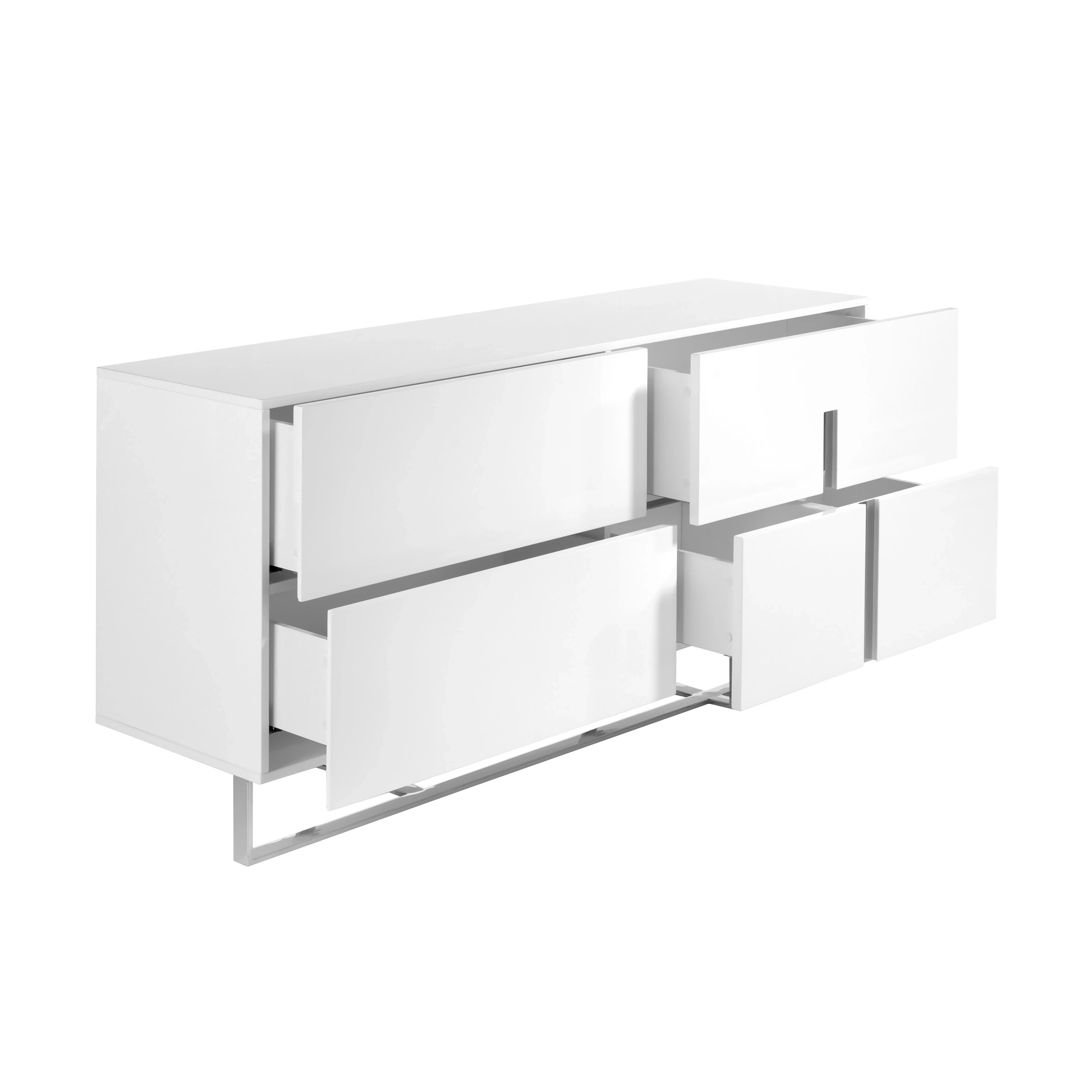 Buffet en bois blanc et acier chromé
