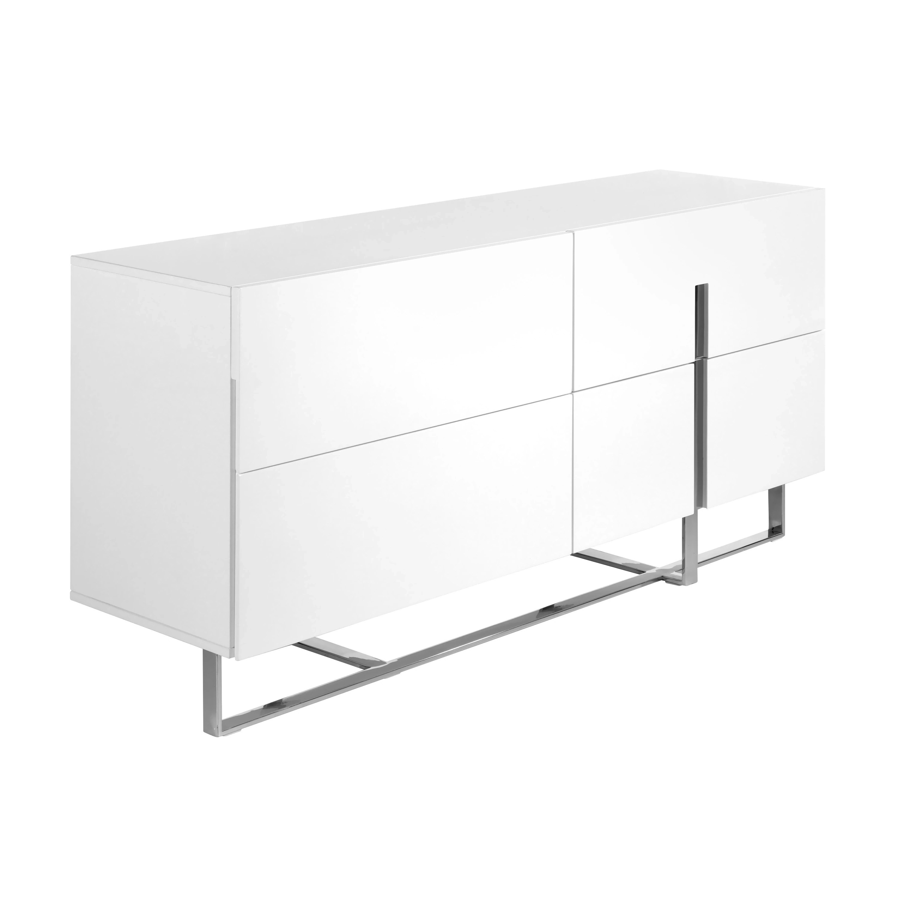 Buffet en bois blanc et acier chromé