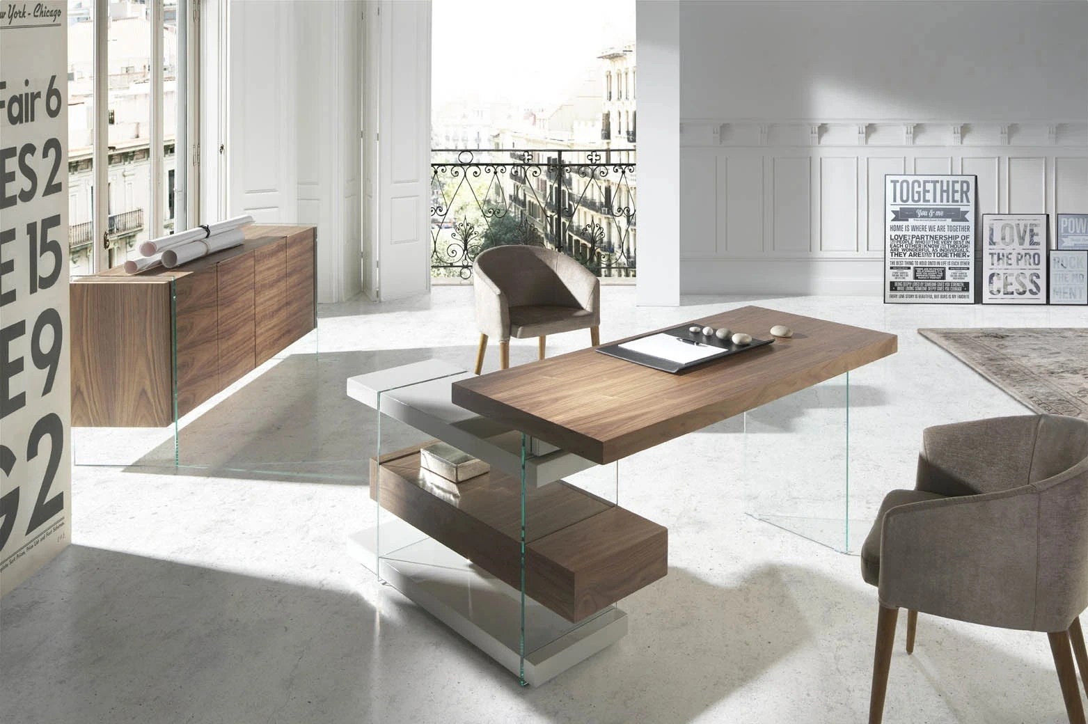 Buffet verre trempé 170×43×77