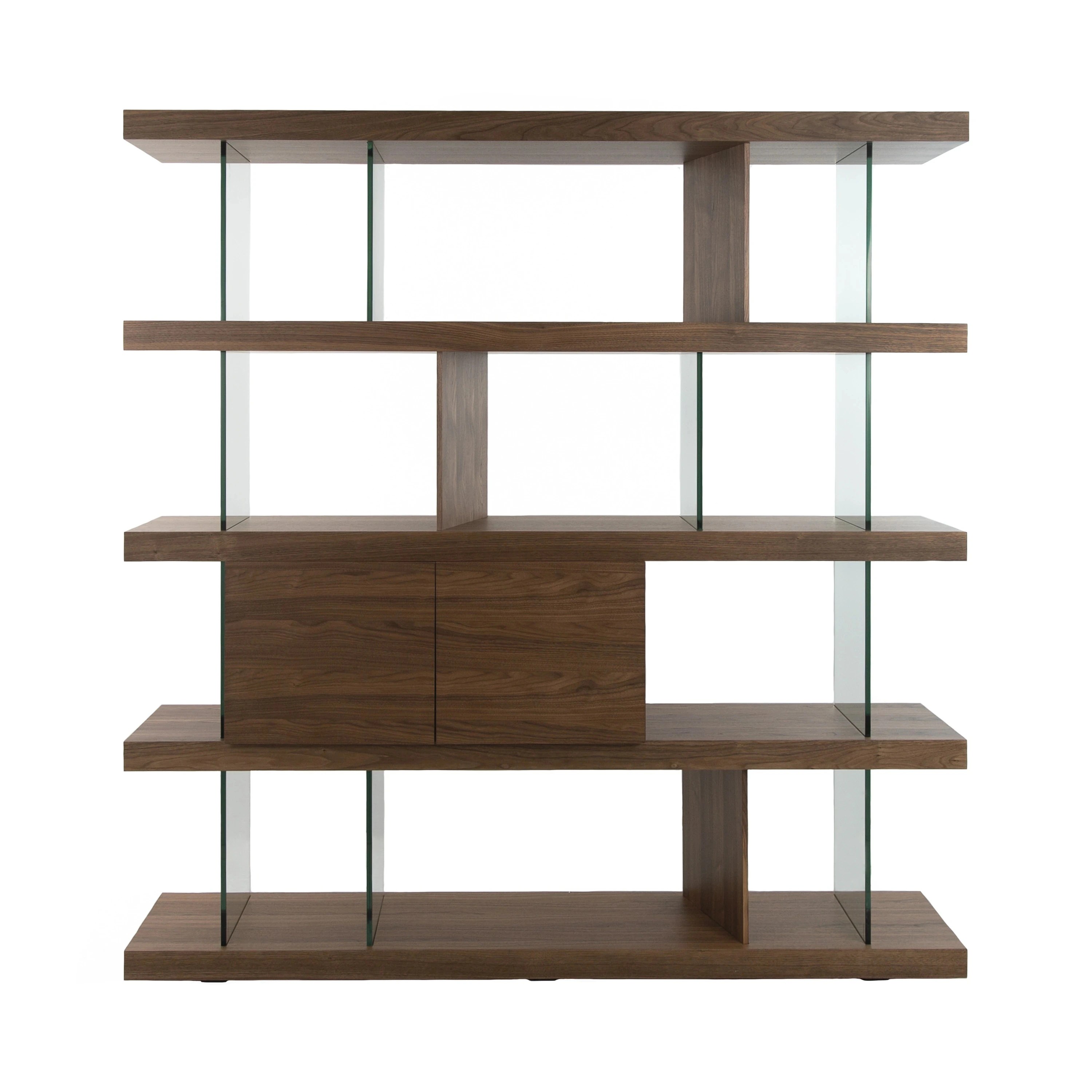 Etagère en noyer et verre