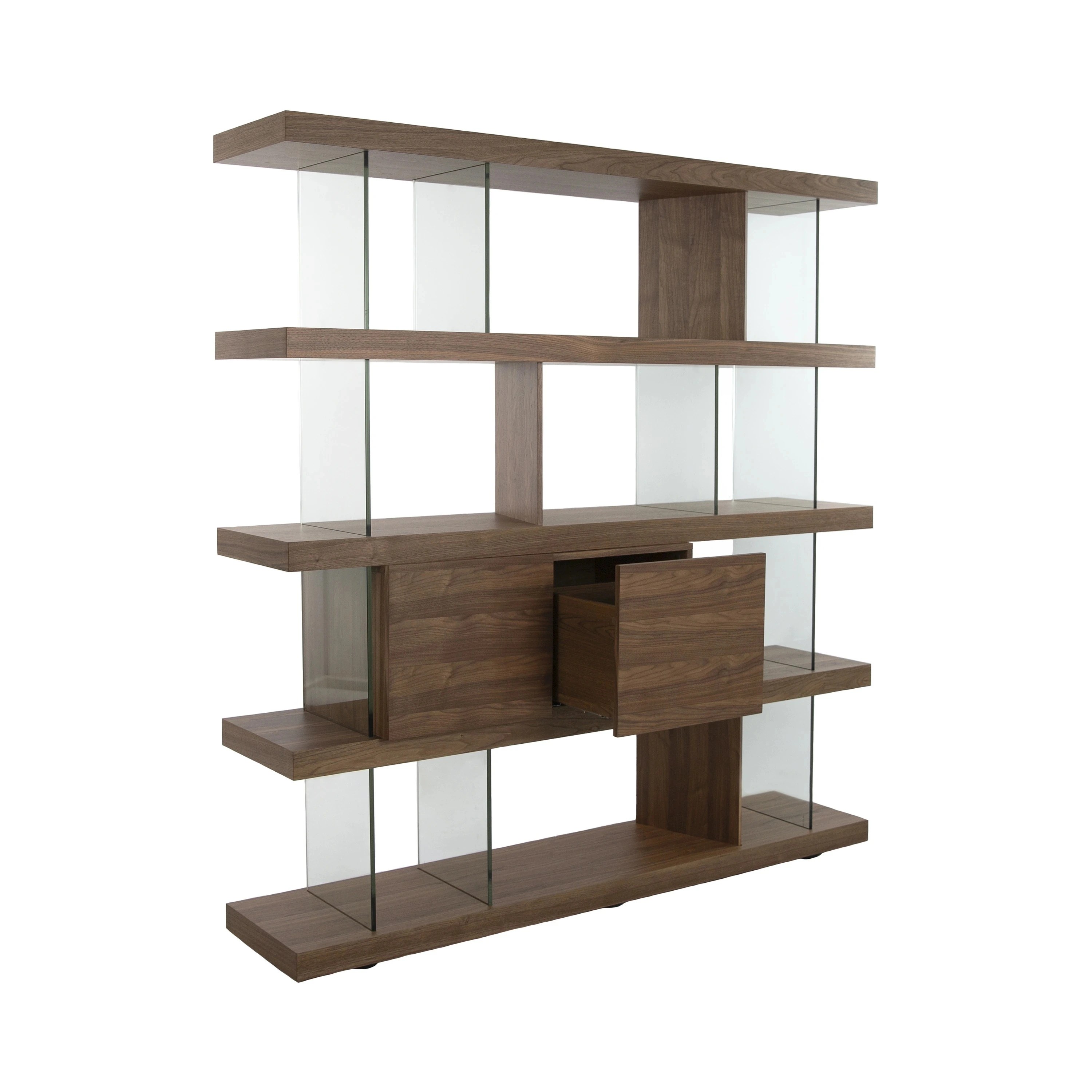 Etagère en noyer et verre