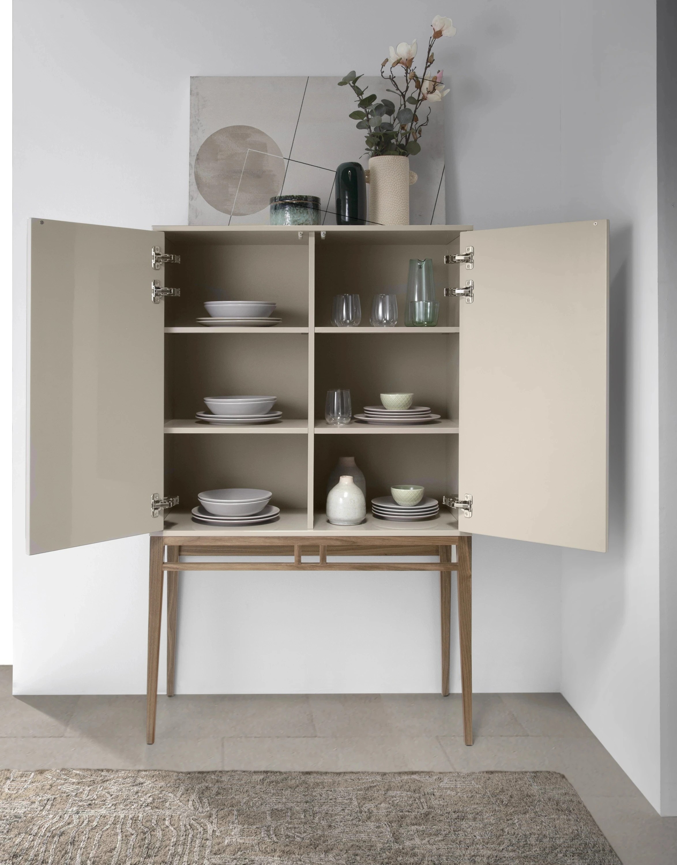 Buffet haut beige et noyer