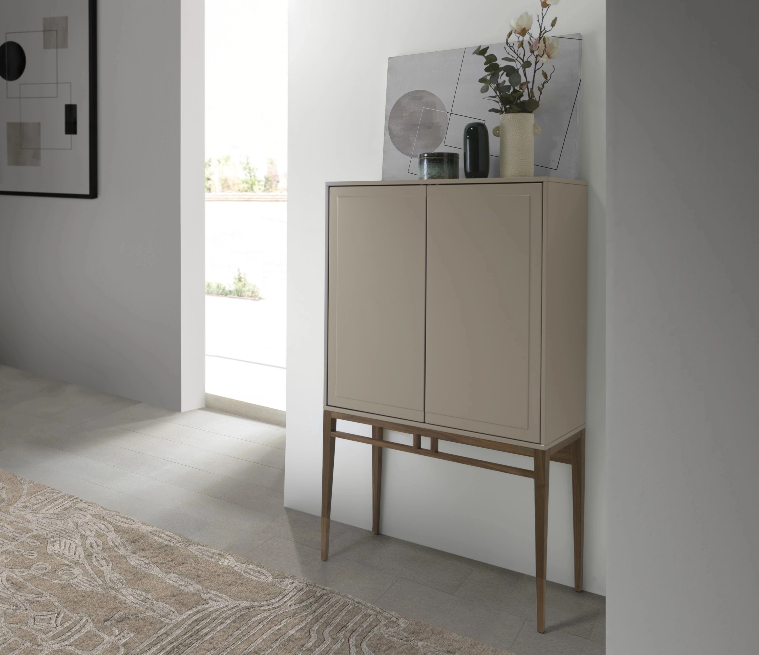Buffet haut beige et noyer