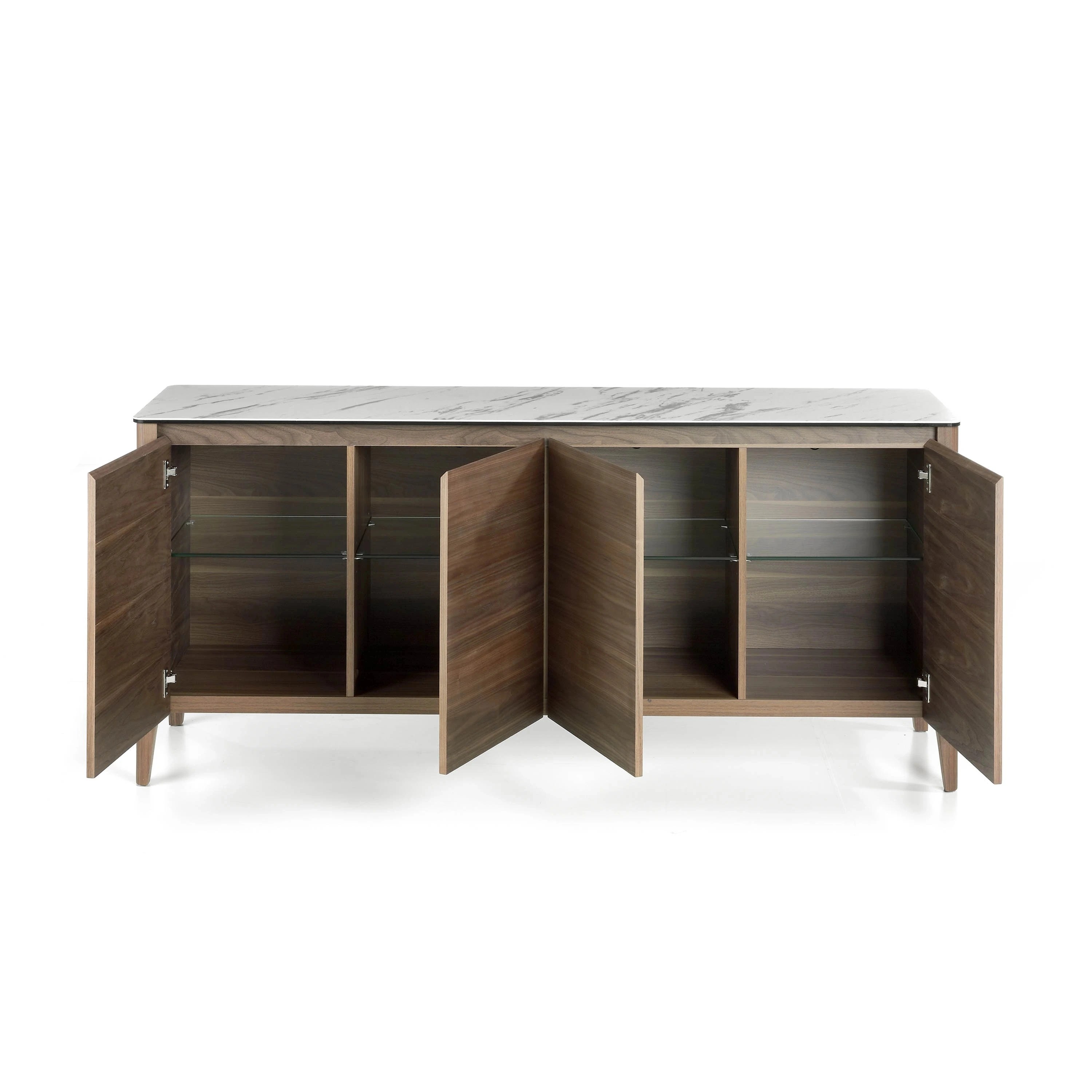 Buffet en noyer avec plateau en marbre céramique