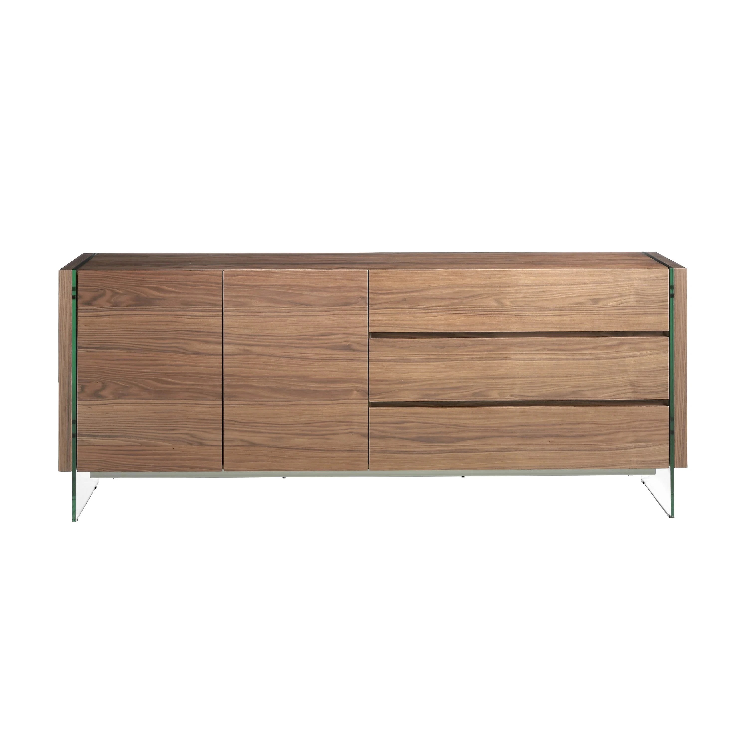 Buffet en noyer et verre trempé