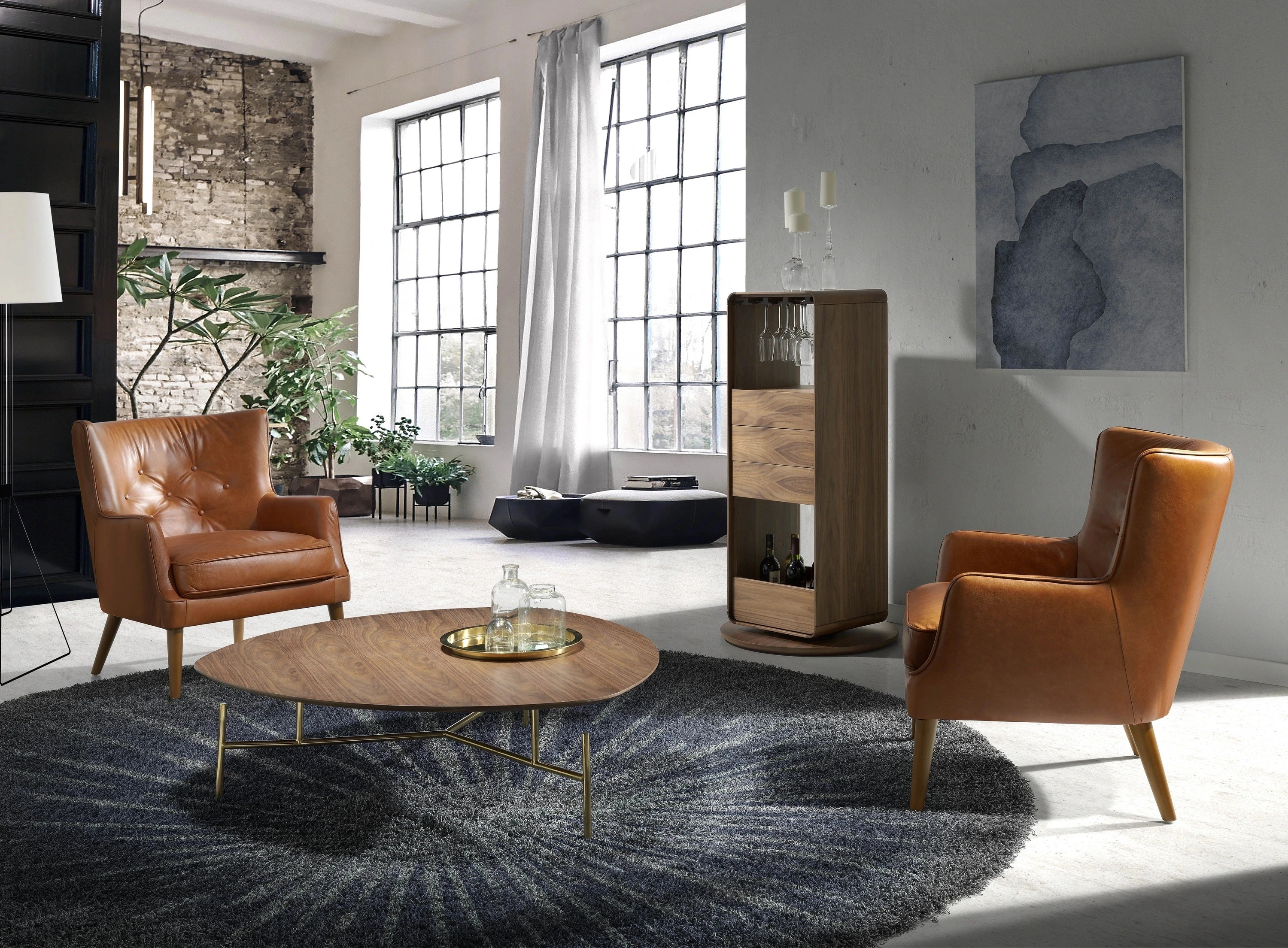 Meuble bar pivotant en noyer