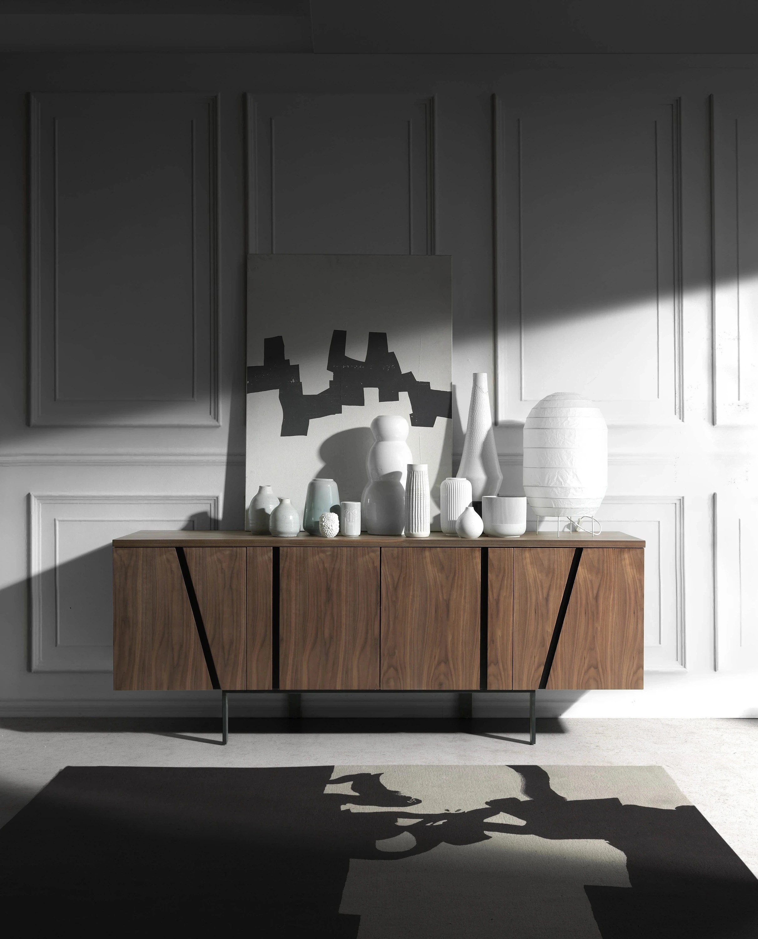 Buffet noyer et acier noir