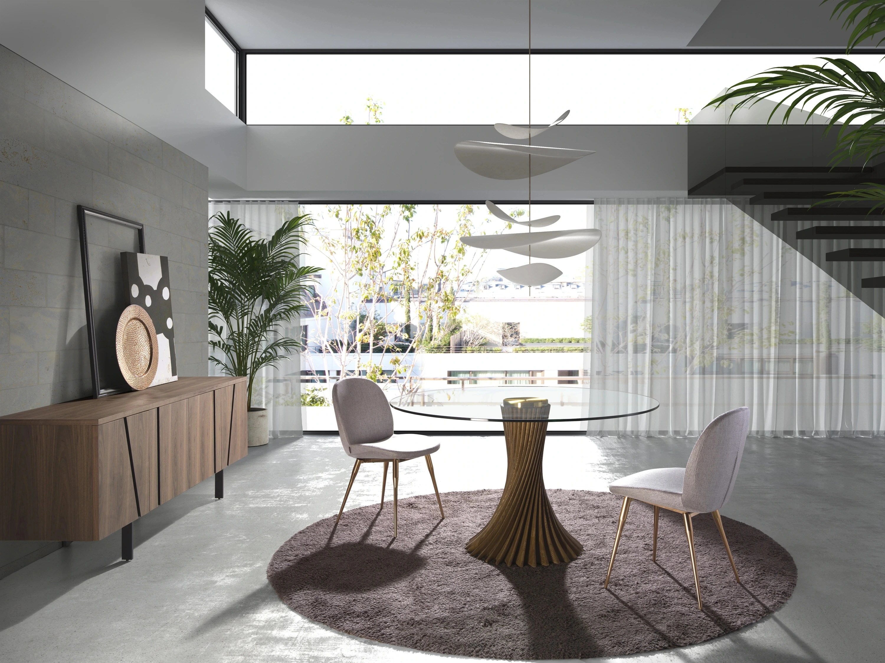 Buffet noyer et acier noir