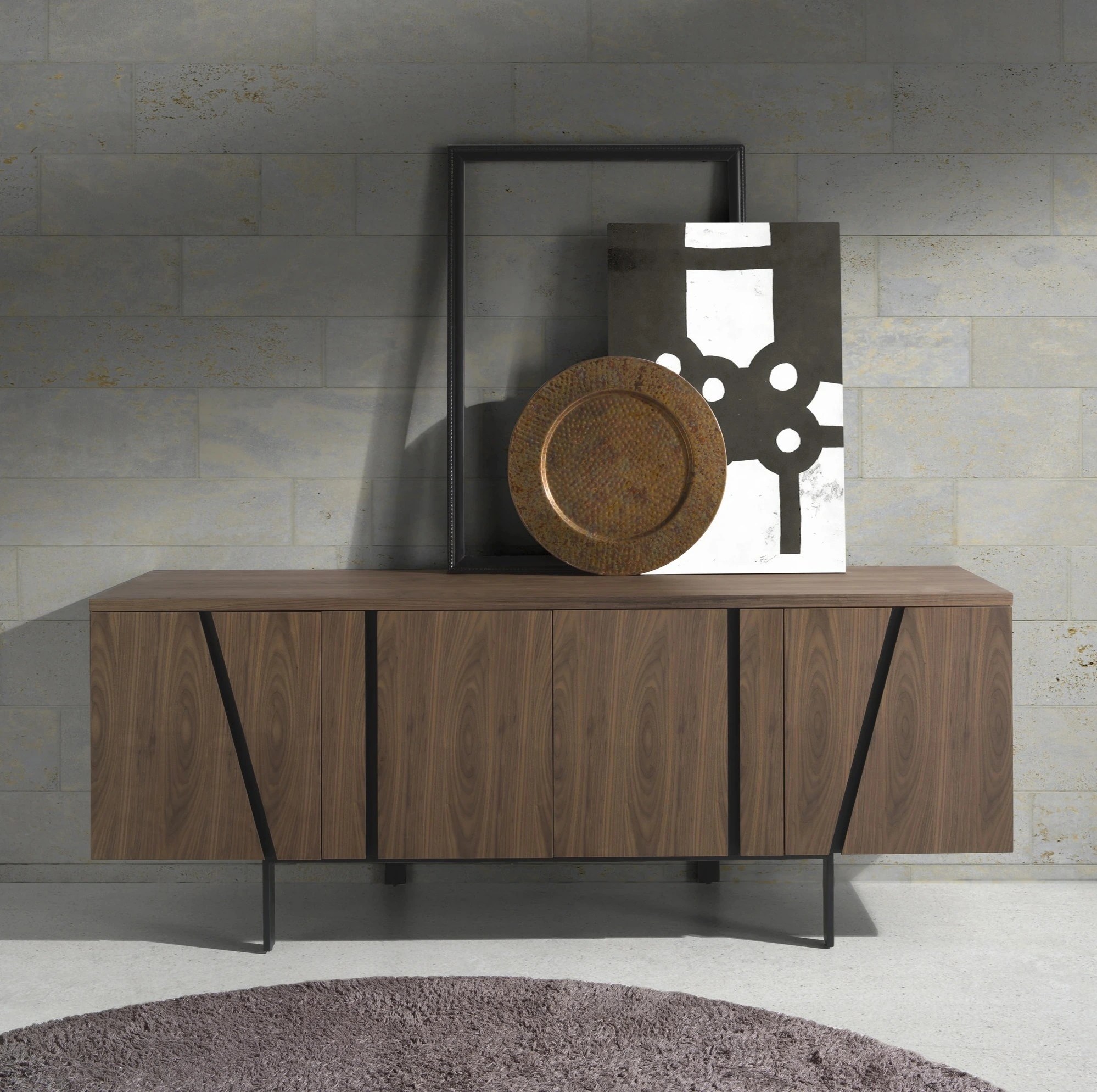 Buffet noyer et acier noir