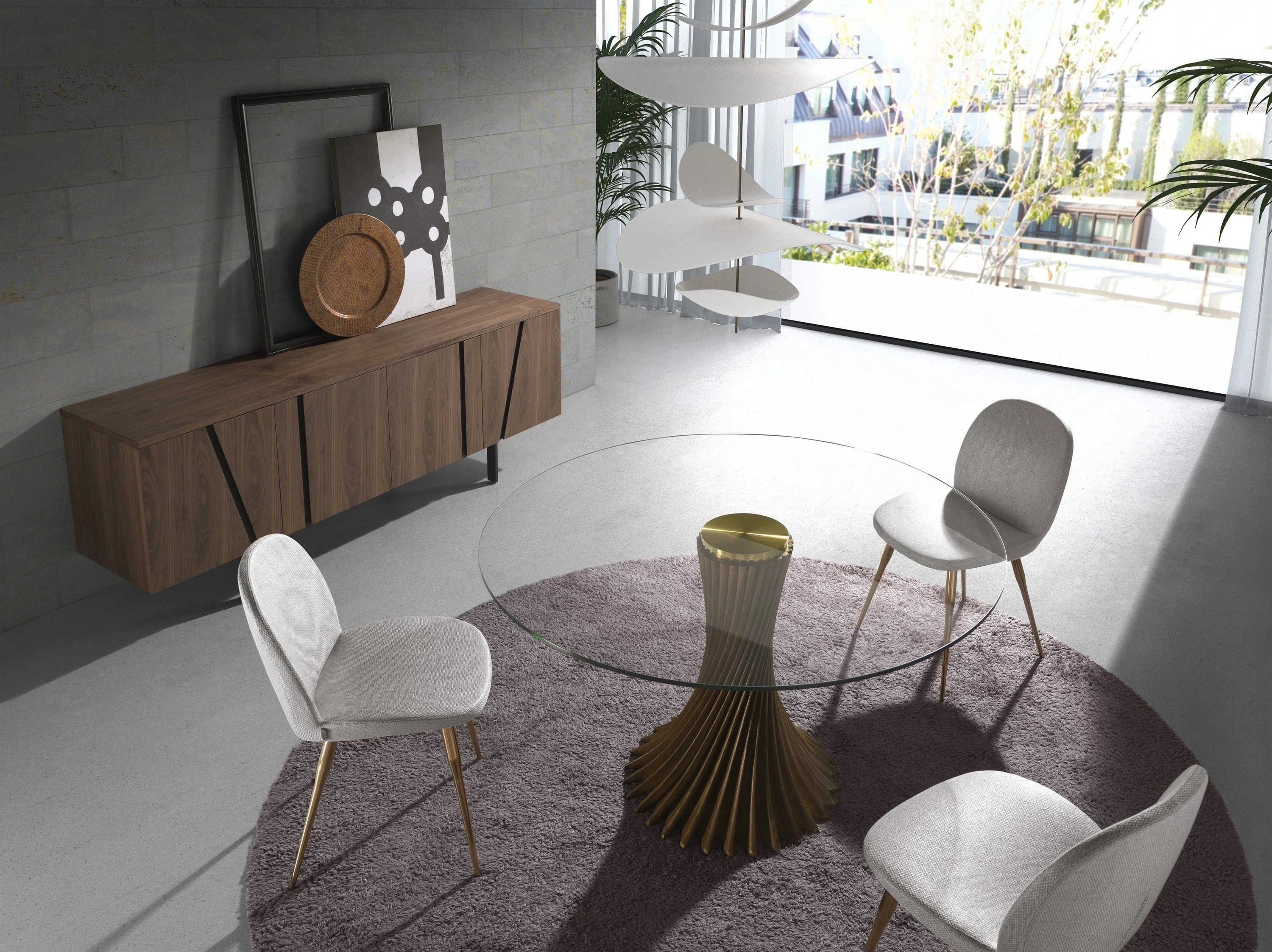 Buffet noyer et acier noir